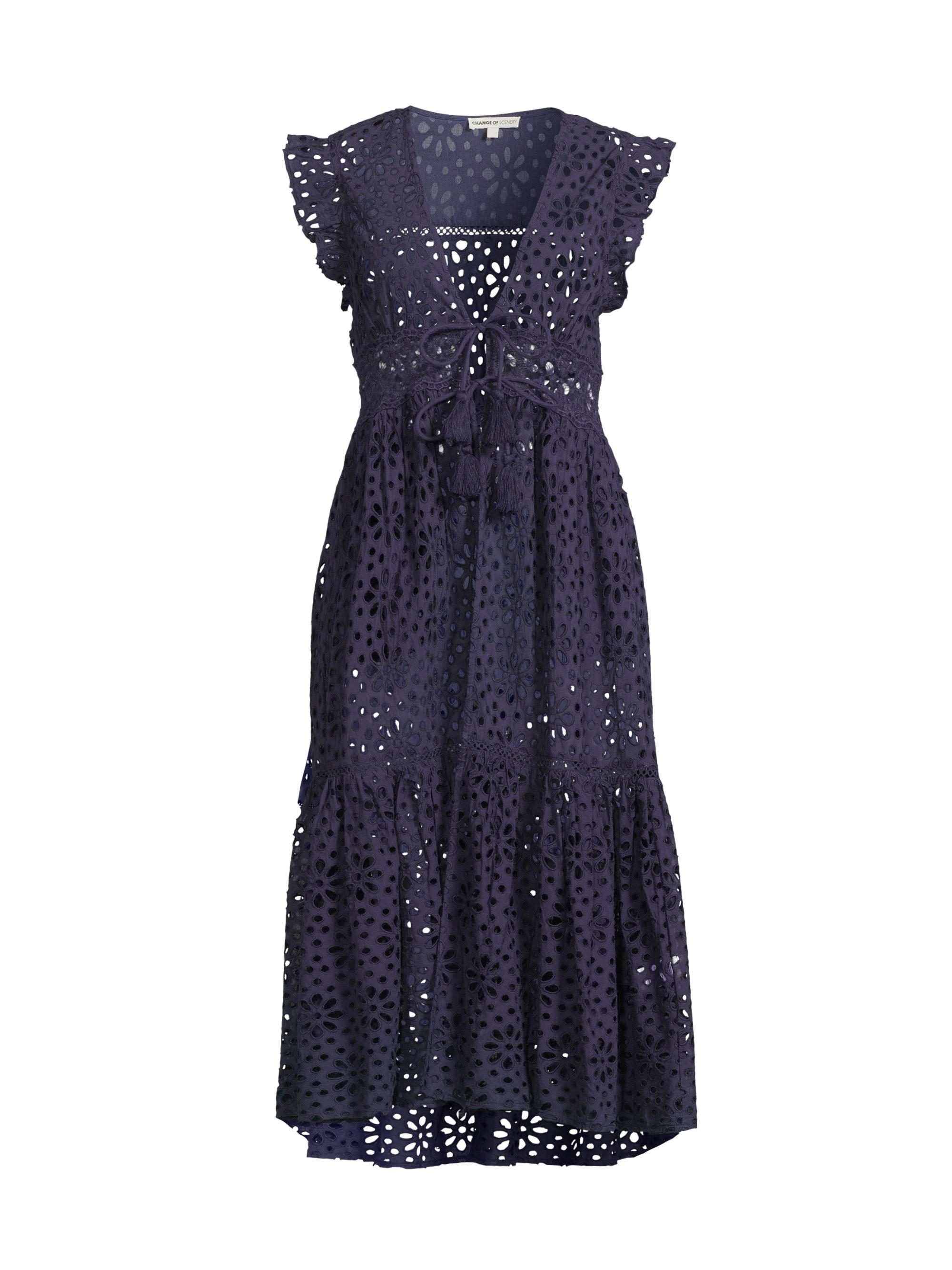 Change of Scenery Women's Lauren Eyelet Cover-Up Dress - Navy