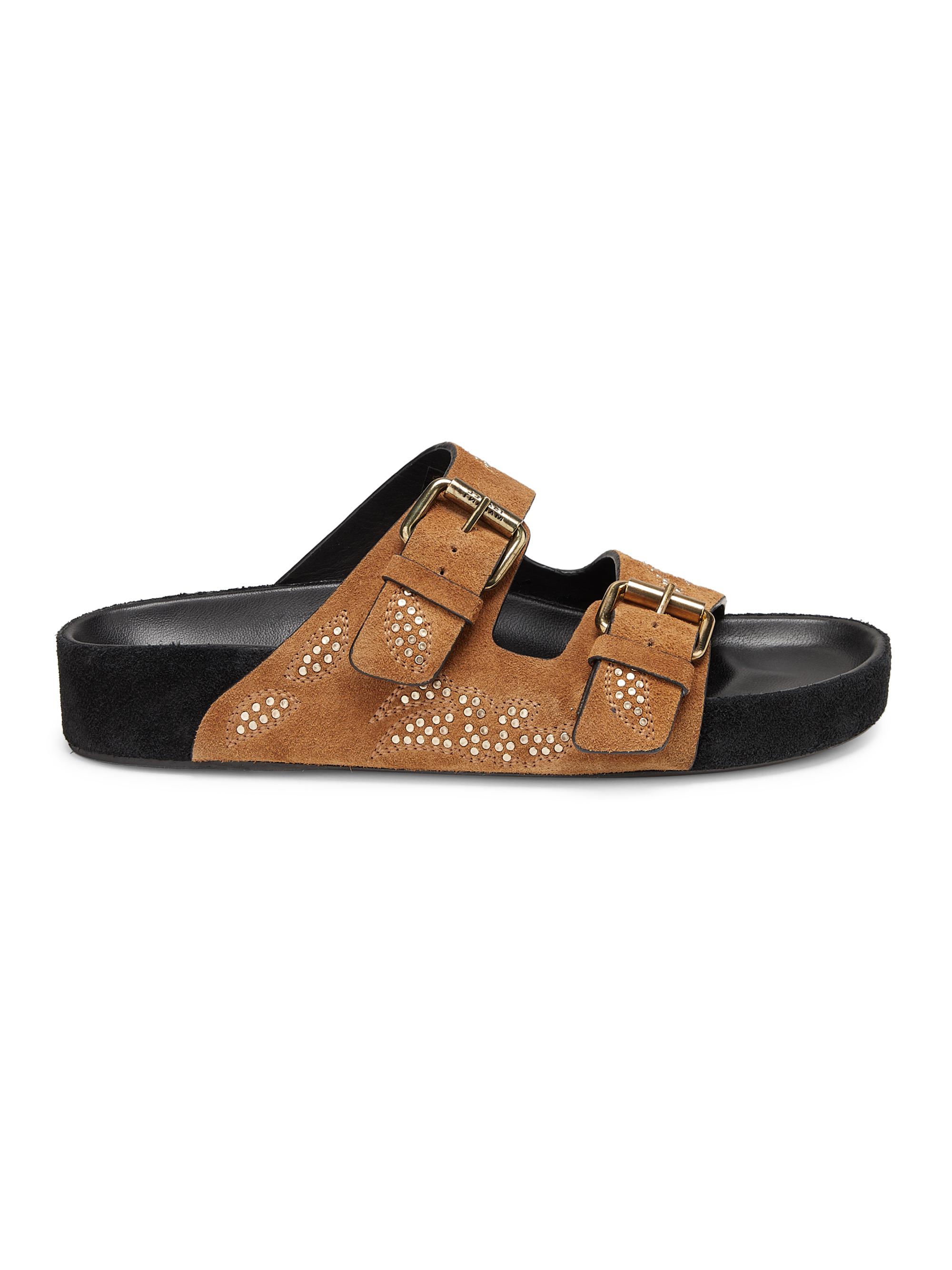 Isabel Marant Women's Lennyo Suede Sandals - Cognac And Gold