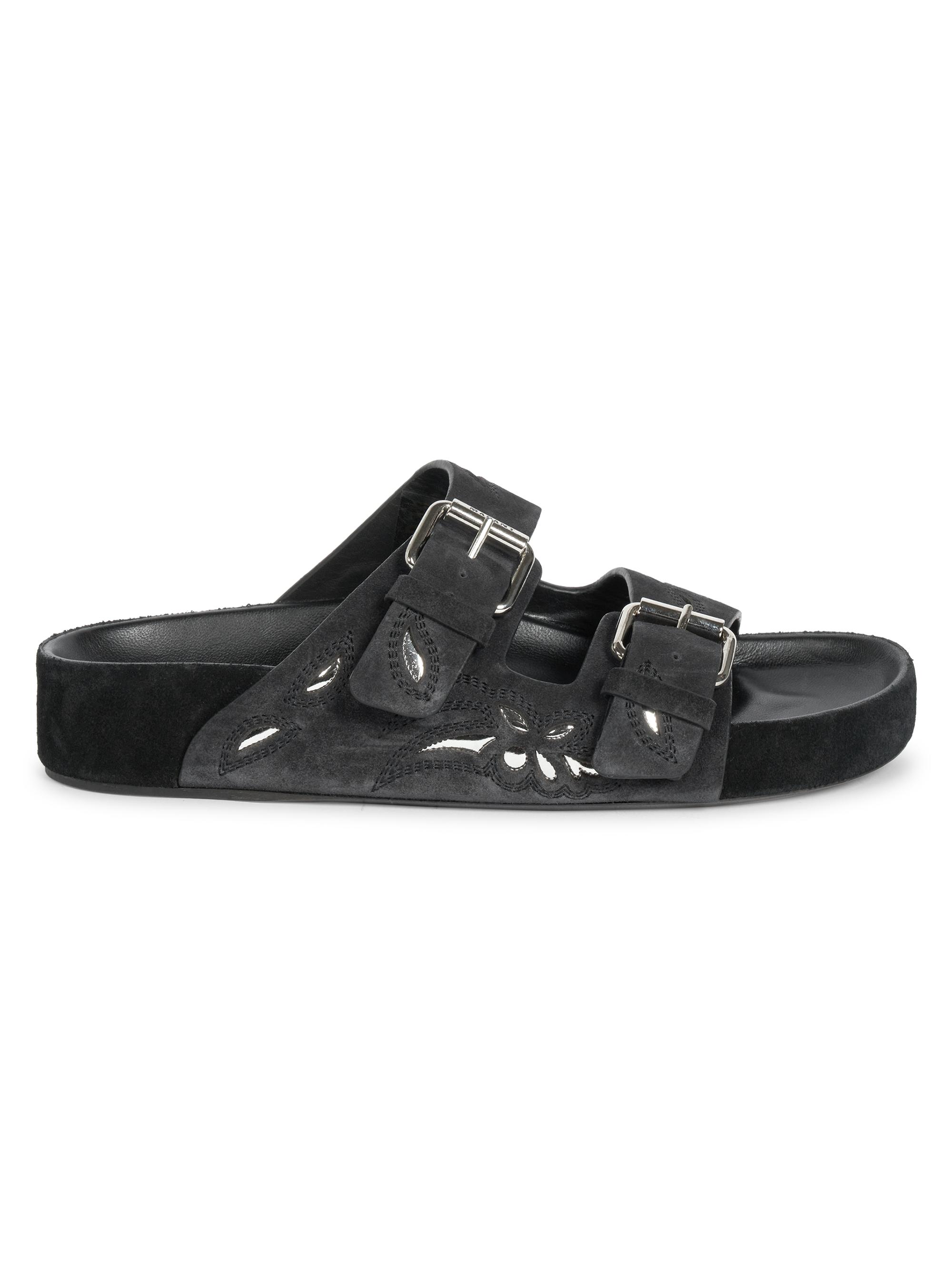 Isabel Marant Women's Lennyo Suede Sandals - Faded Black And Silver