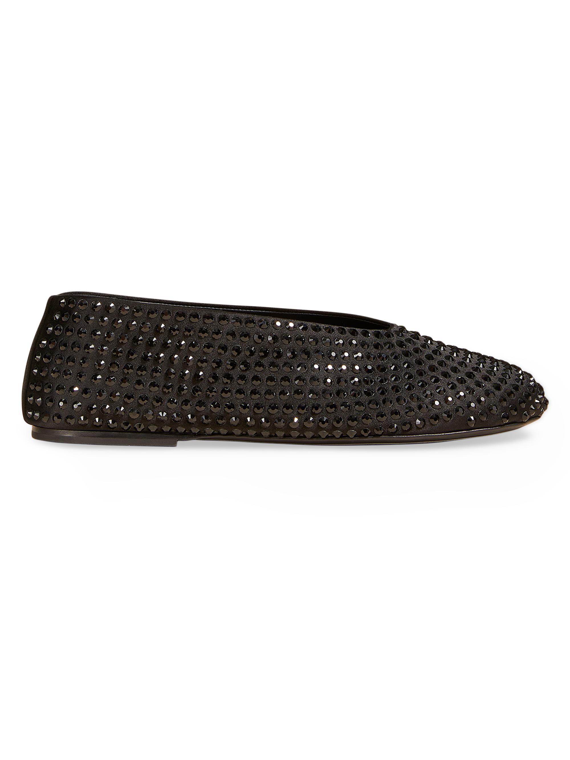Khaite Women's Marcy Crystal-Embellished Leather Flats - Black
