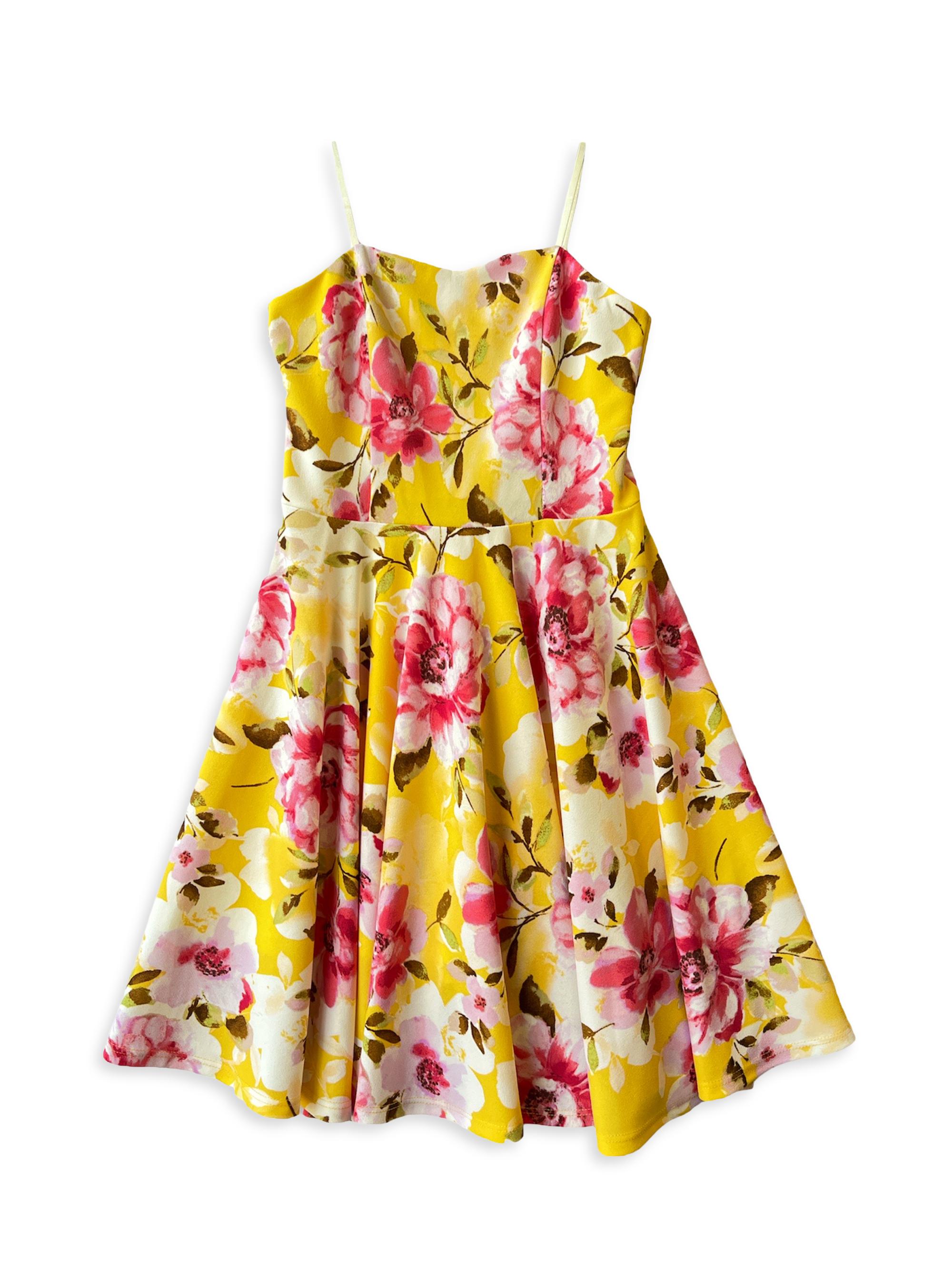 Un Deux Trois Girl's Fit-And-Flare Stretch-Knit Dress - Yellow | Thumbnail 4