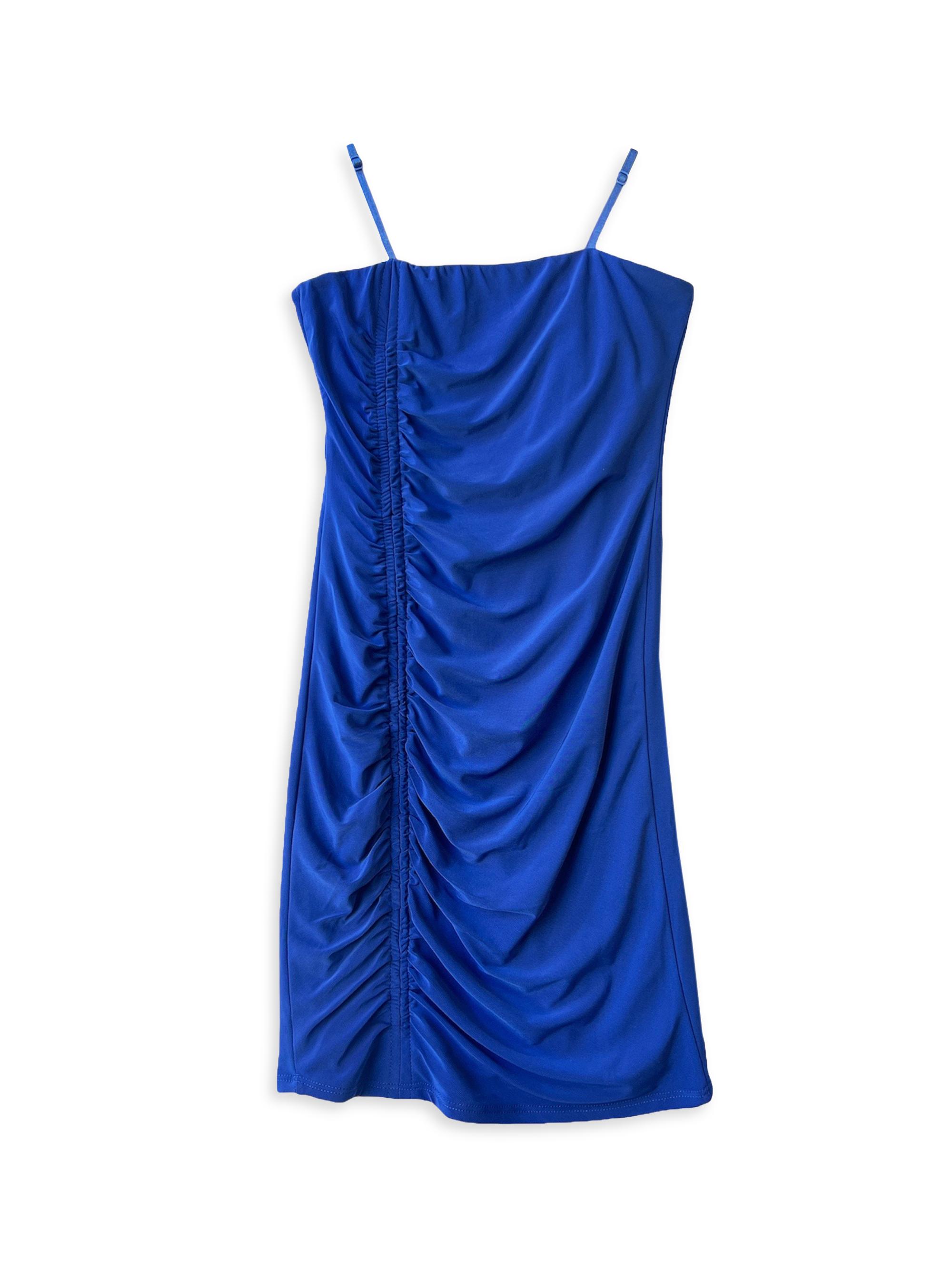 Un Deux Trois Girl's Ruched Dress - Cobalt