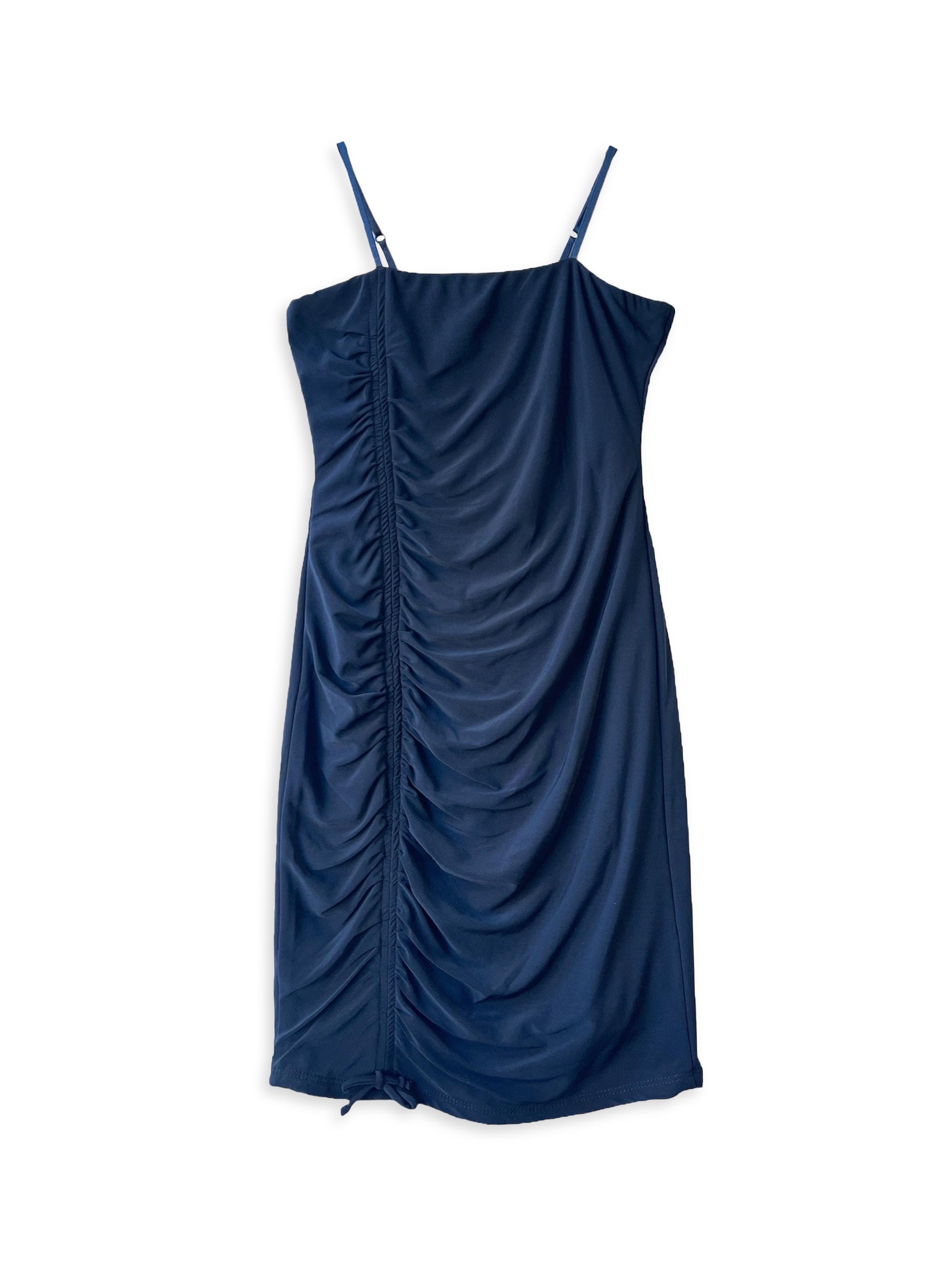 Un Deux Trois Girl's Ruched Dress - Navy