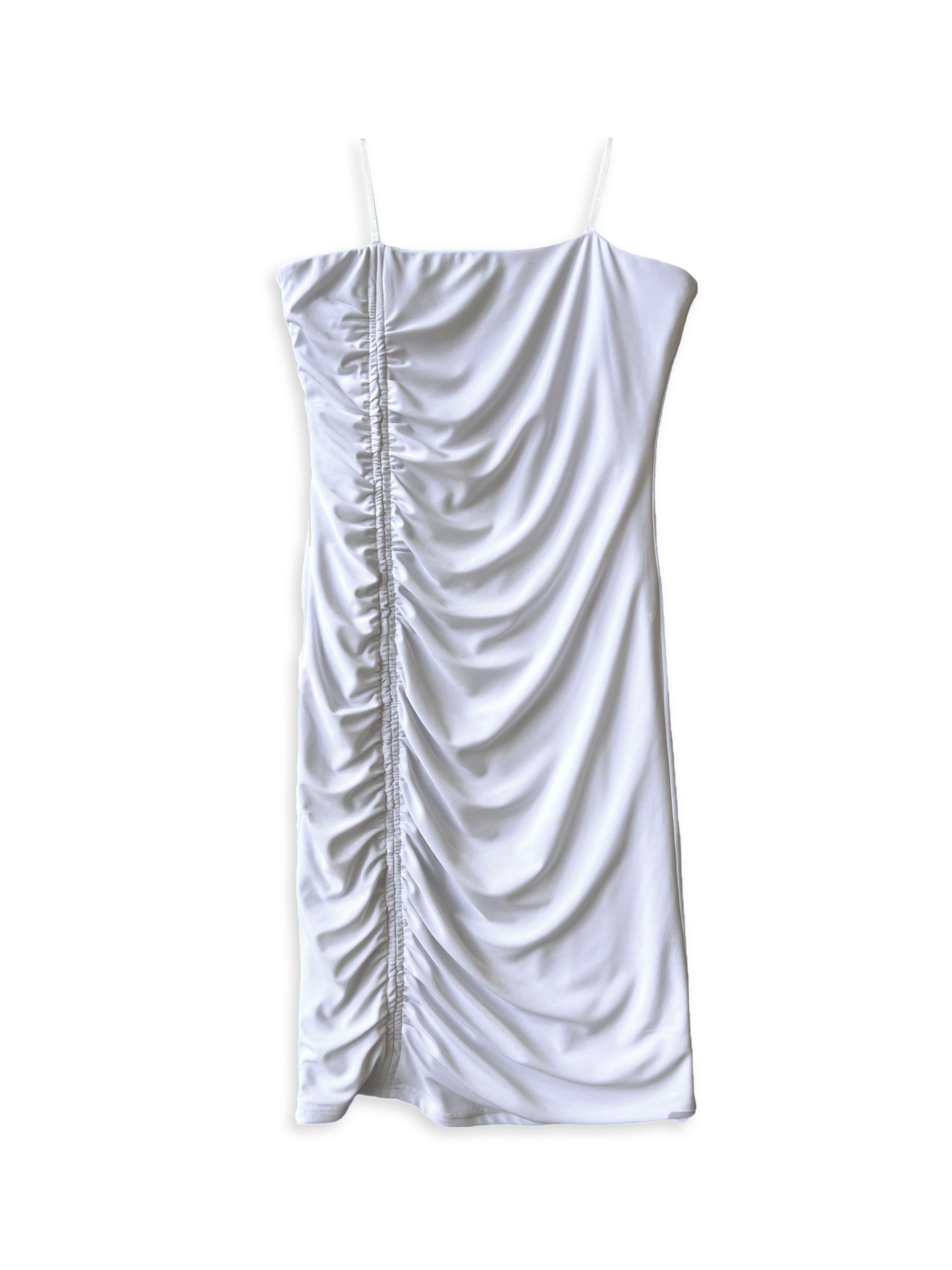 Un Deux Trois Girl's Ruched Dress - White