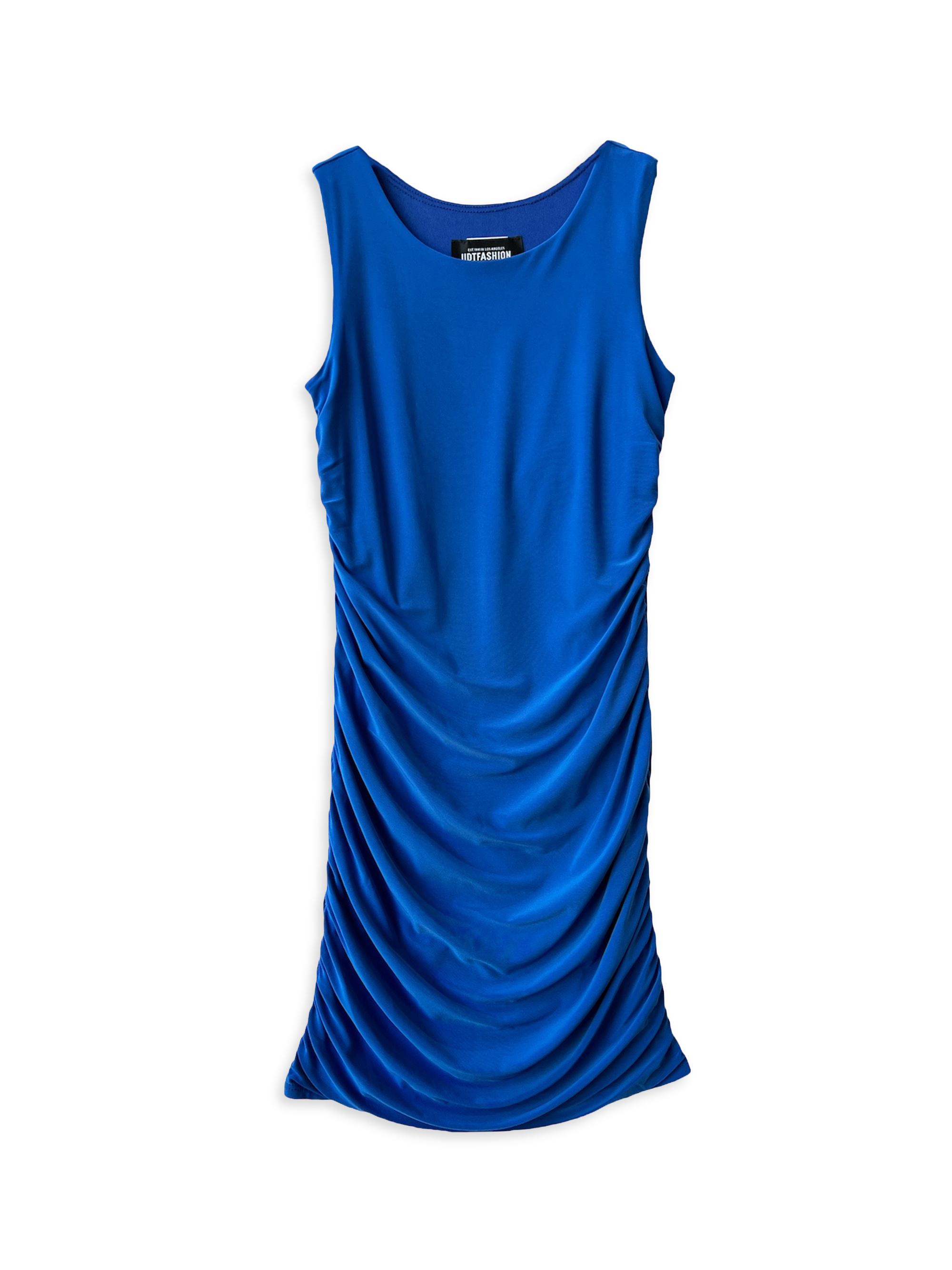 Un Deux Trois Girl's Ruched Knit Minidress - Classic Blue