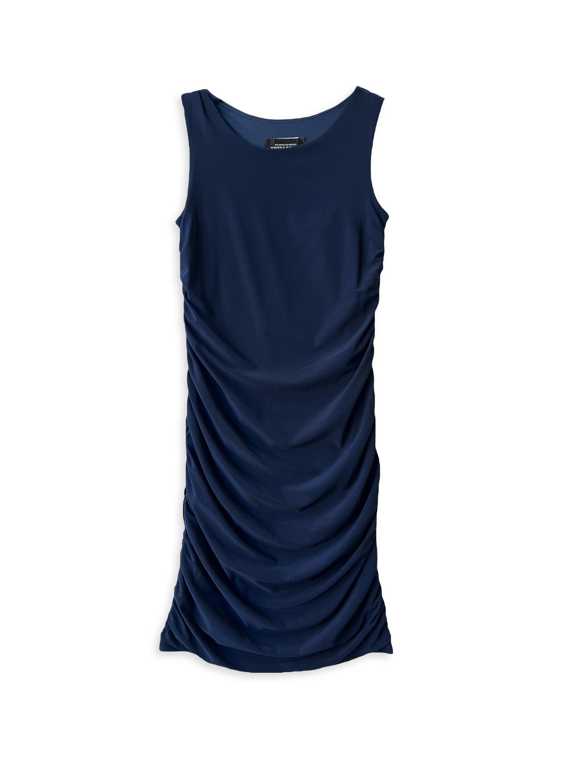 Un Deux Trois Girl's Ruched Knit Minidress - Navy