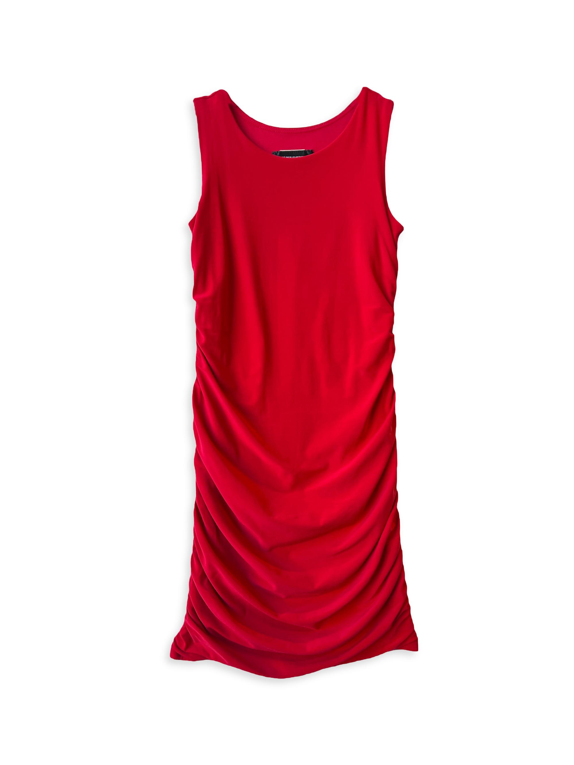 Un Deux Trois Girl's Ruched Knit Minidress - Red | Thumbnail 3