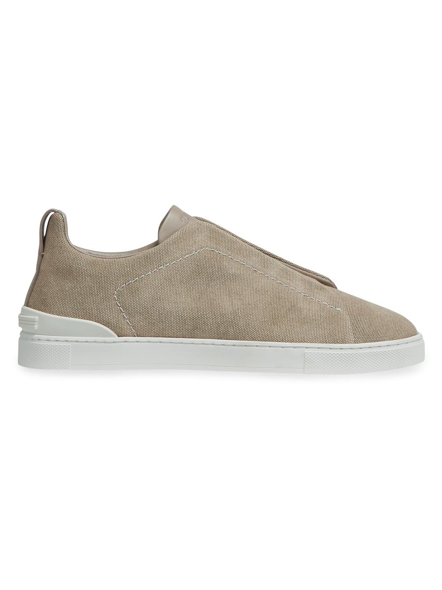 スニーカー ZEGNA SNEAKERS WHITE ZEGNA Triple Stitch White Leather Low Top Sneakers New | eBay