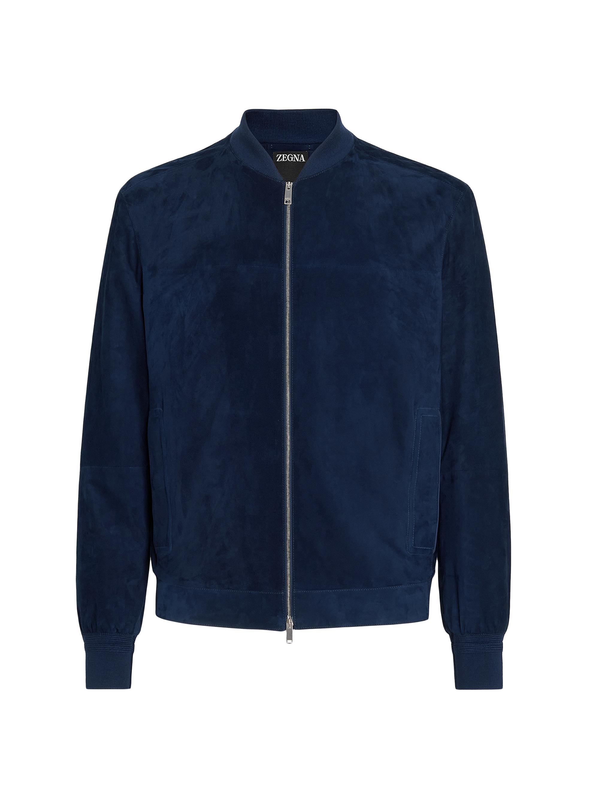 ZEGNA Men's Suede Bomber Jacket - Utility Blue