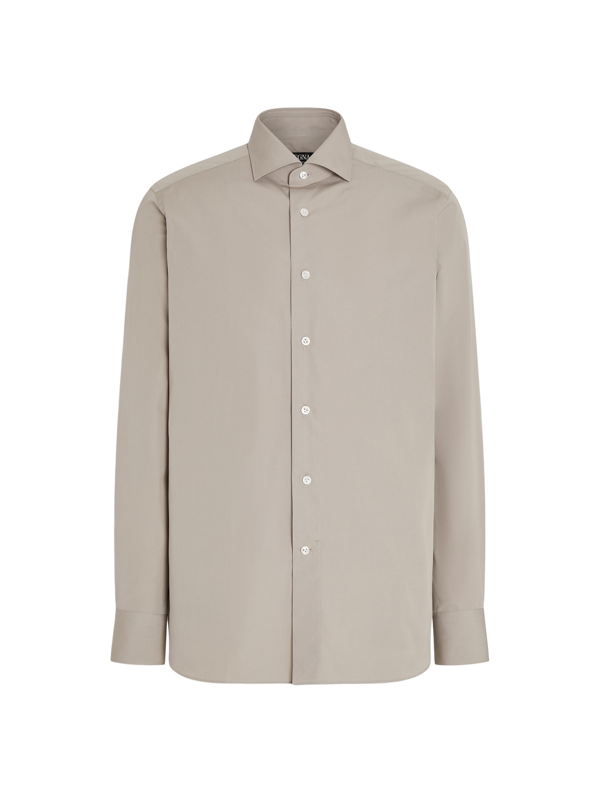 ZEGNA Men's Centoventimila Cotton Shirt - Light Taupe
