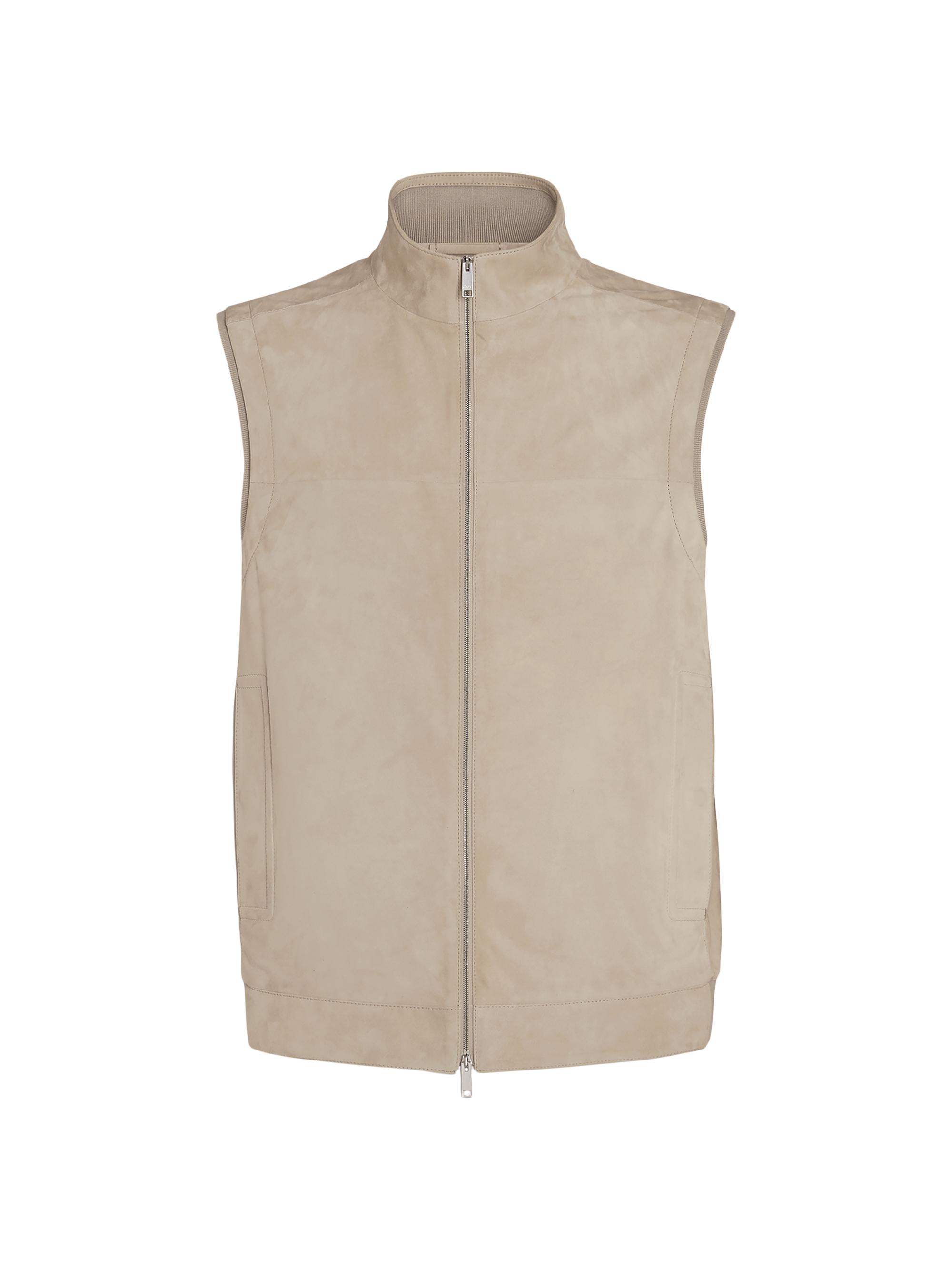 ZEGNA Men's Suede Vest - Light Beige