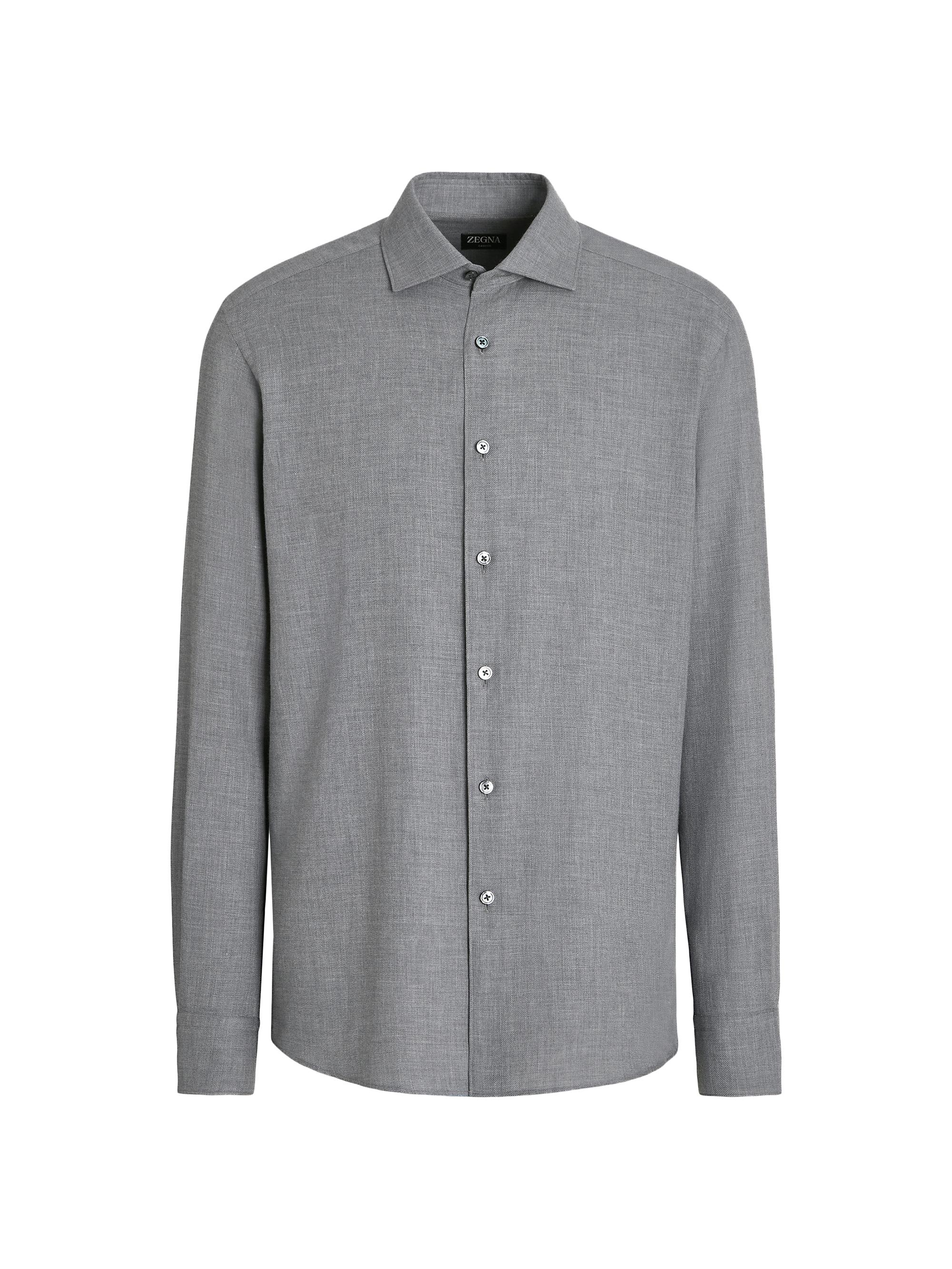 ZEGNA Men's Cashco Shirt - Grey Melange | Thumbnail 6