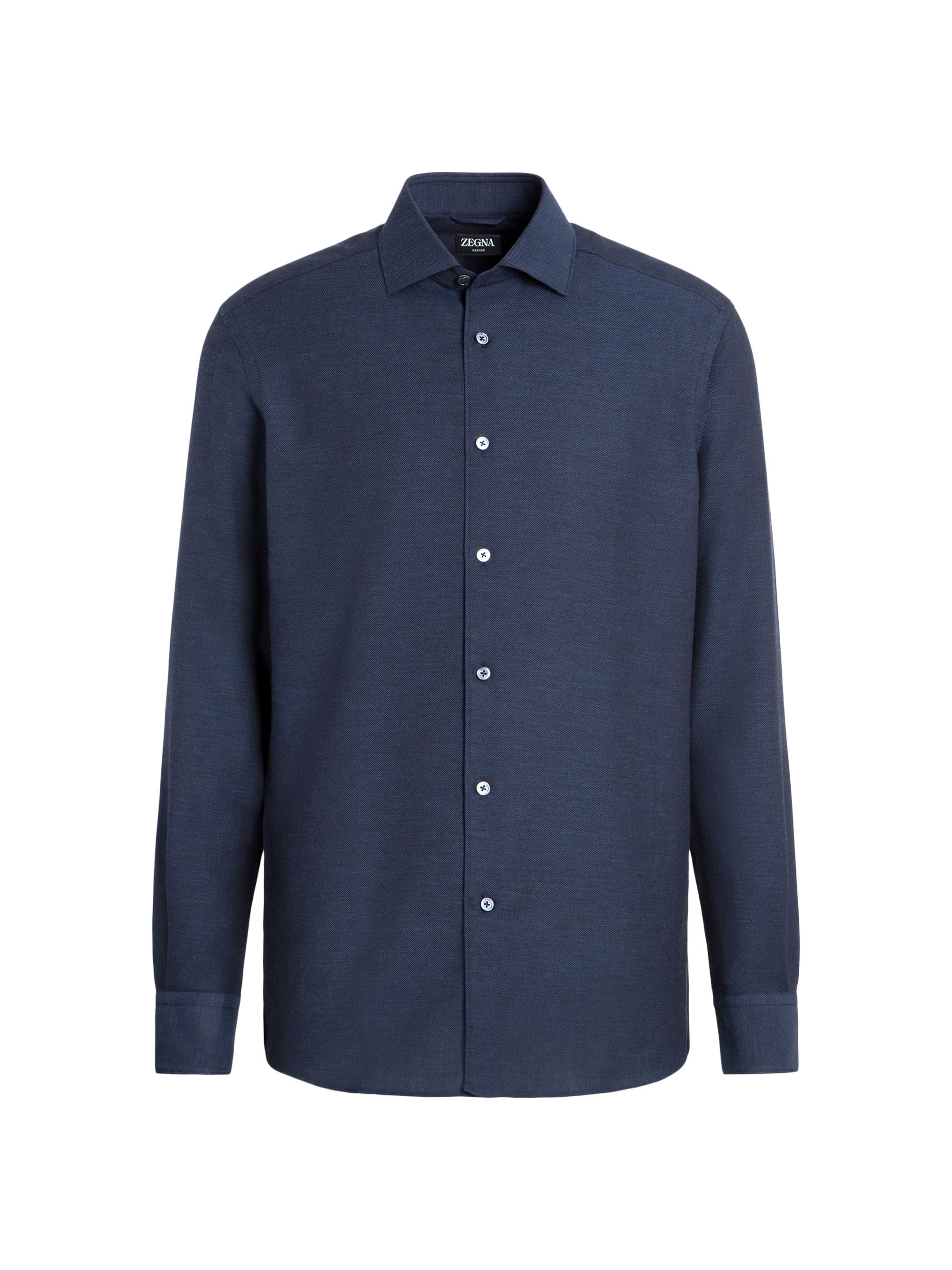 ZEGNA Men's Cashco Shirt - Navy Blue