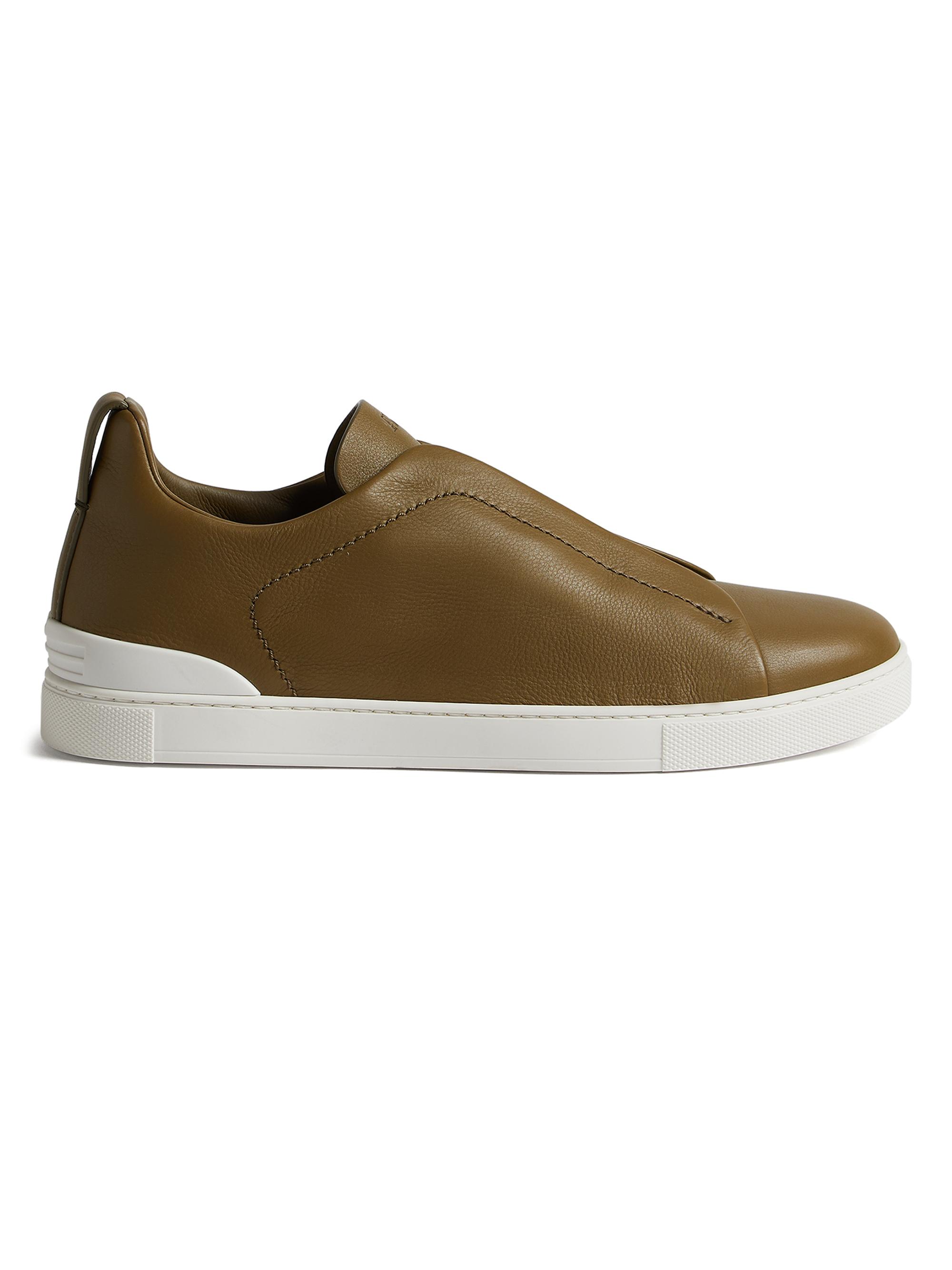 ZEGNA Men's Secondskin Triple Stitch Sneakers - Almond Brown