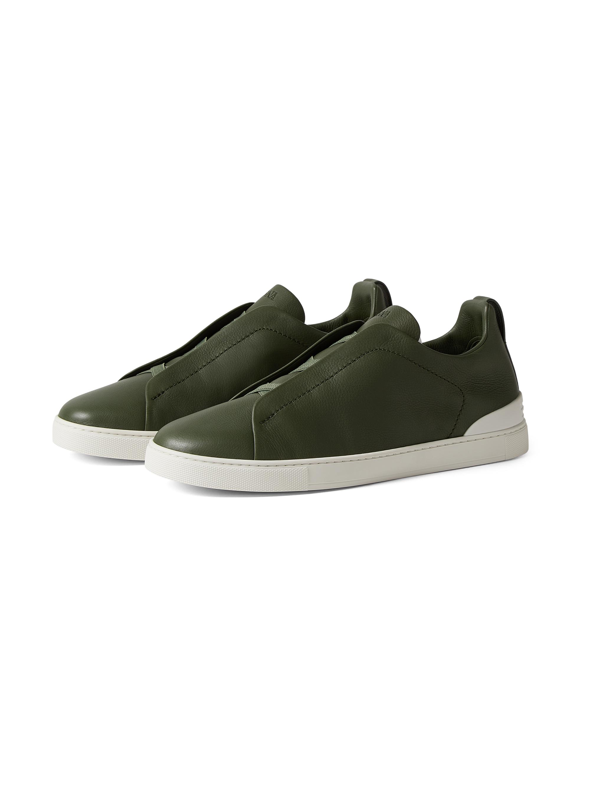 ZEGNA Men's Secondskin Triple Stitch Sneakers - Pine Green | Thumbnail 2