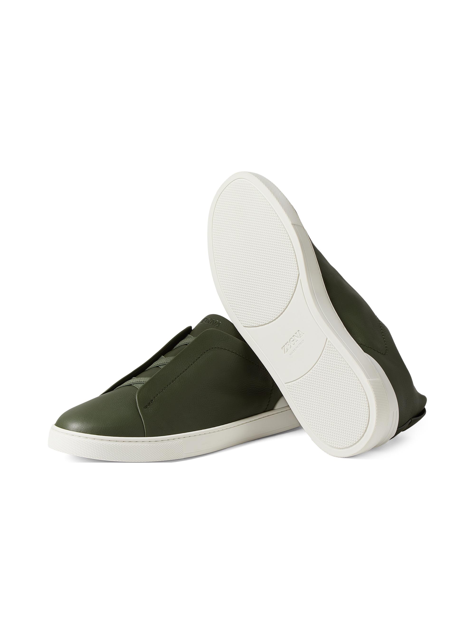 ZEGNA Men's Secondskin Triple Stitch Sneakers - Pine Green | Thumbnail 4