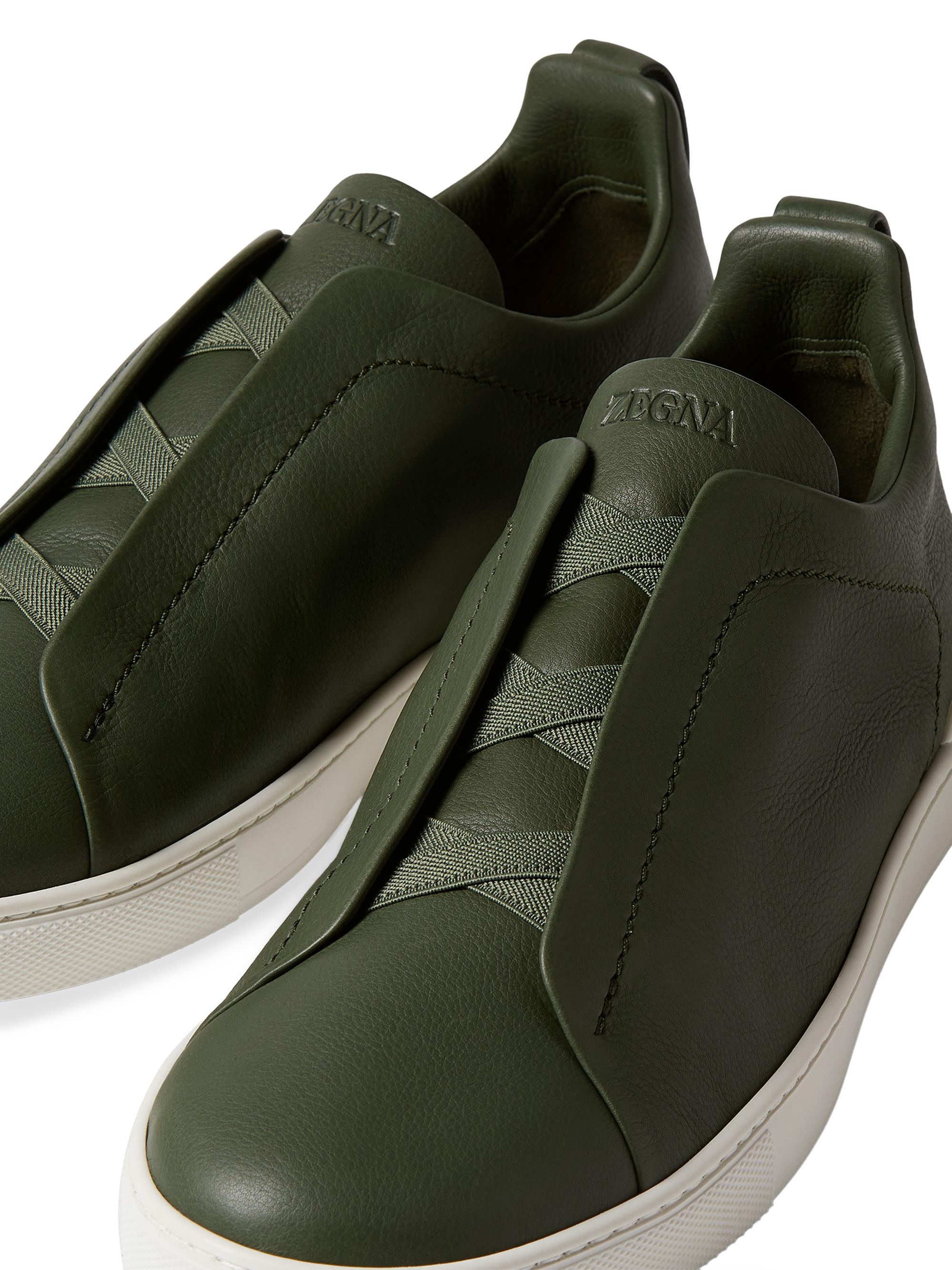 ZEGNA Men's Secondskin Triple Stitch Sneakers - Pine Green | Thumbnail 5
