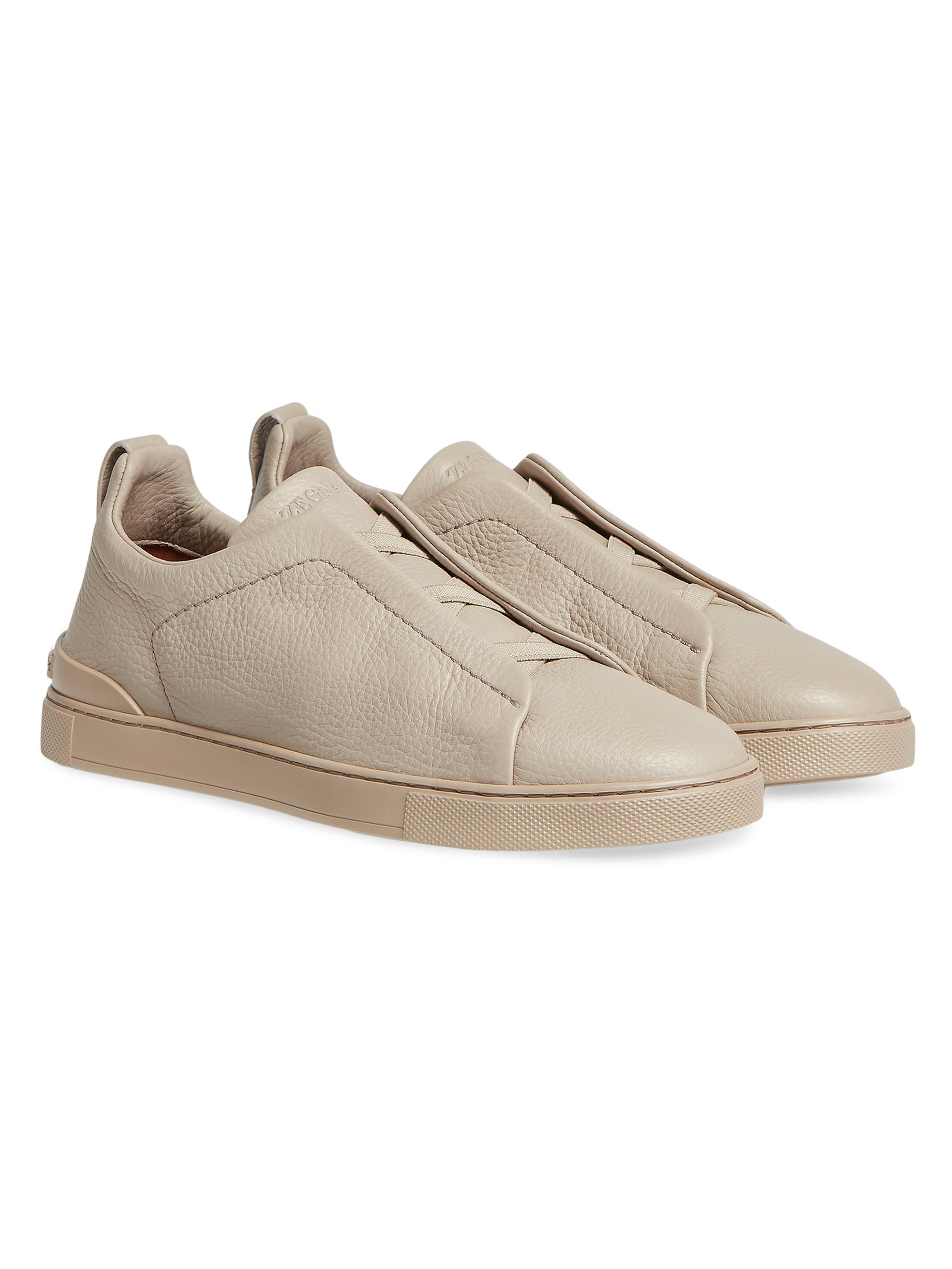 ZEGNA Deerskin Triple Stitch Sneakers | Saks Fifth Avenue