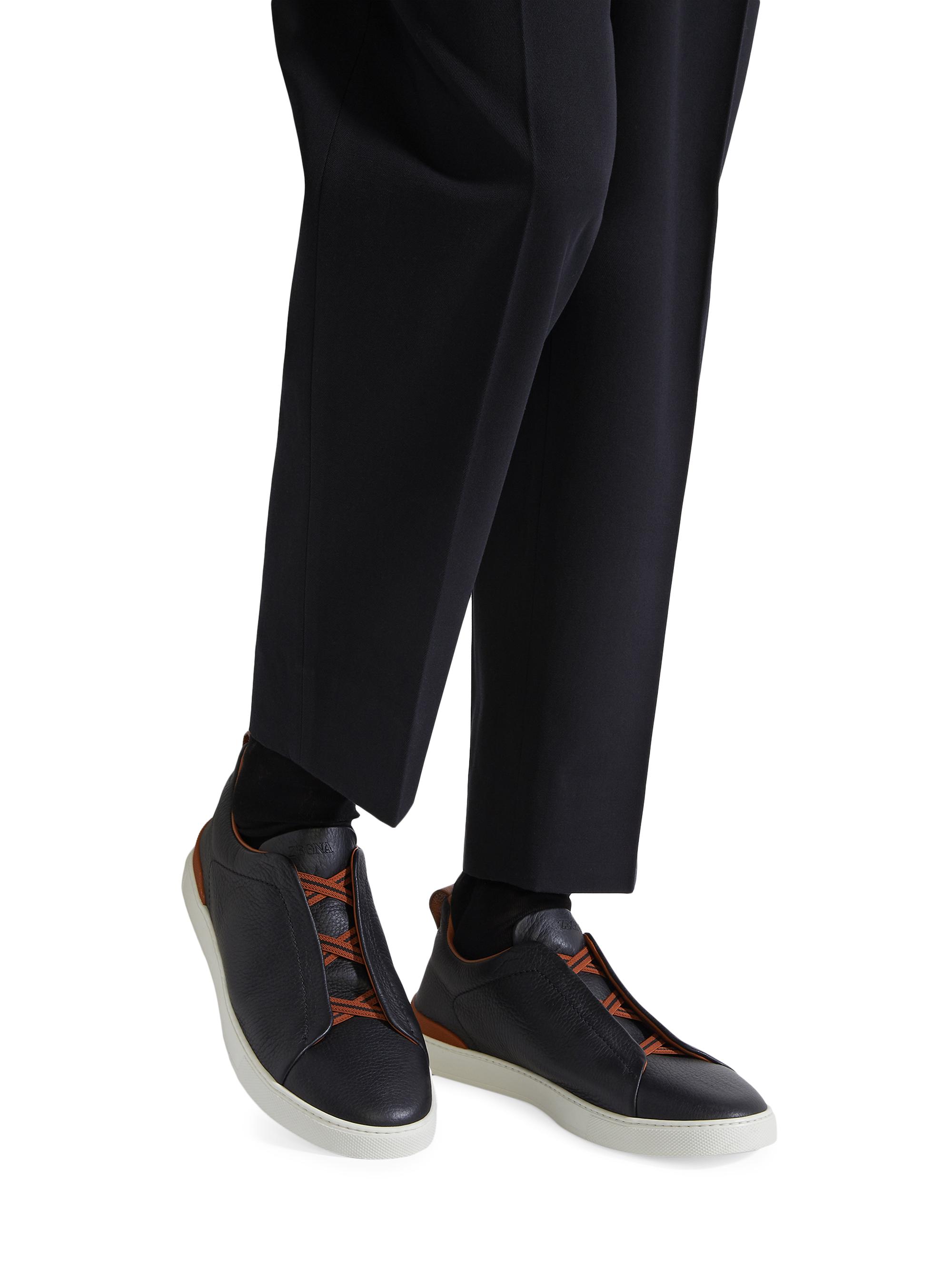 ZEGNA Deerskin Triple Stitch Sneakers | Saks Fifth Avenue