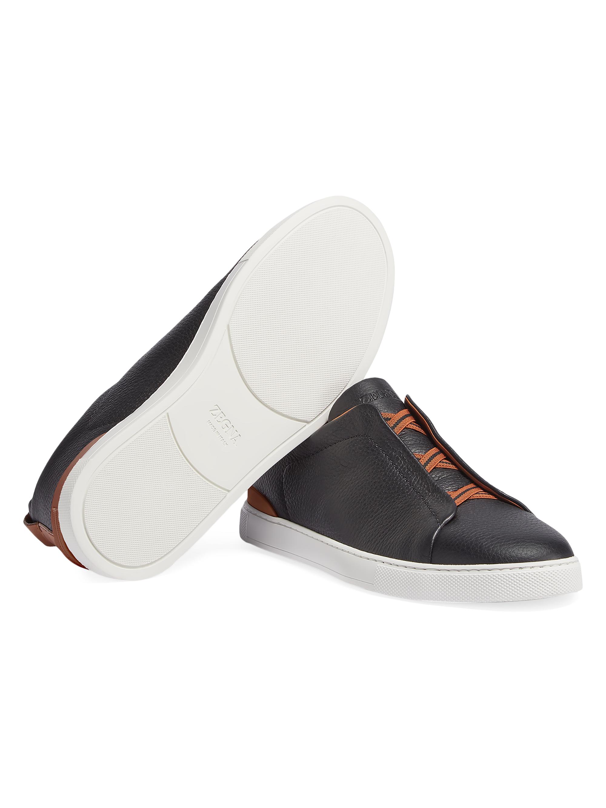 ZEGNA Deerskin Triple Stitch Sneakers | Saks Fifth Avenue