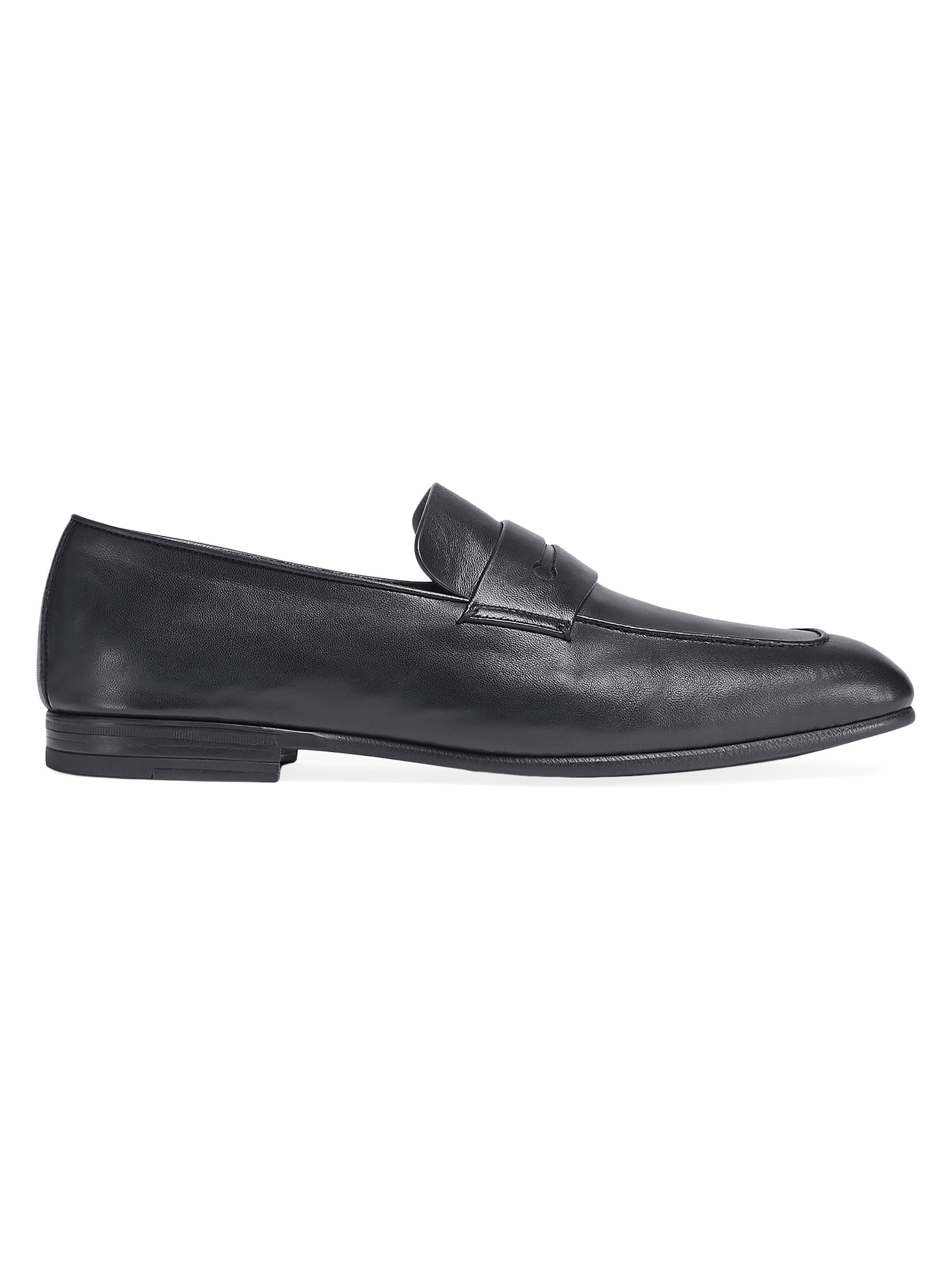 ZEGNA Men's Leather L'Asola Loafers - Navy Blue