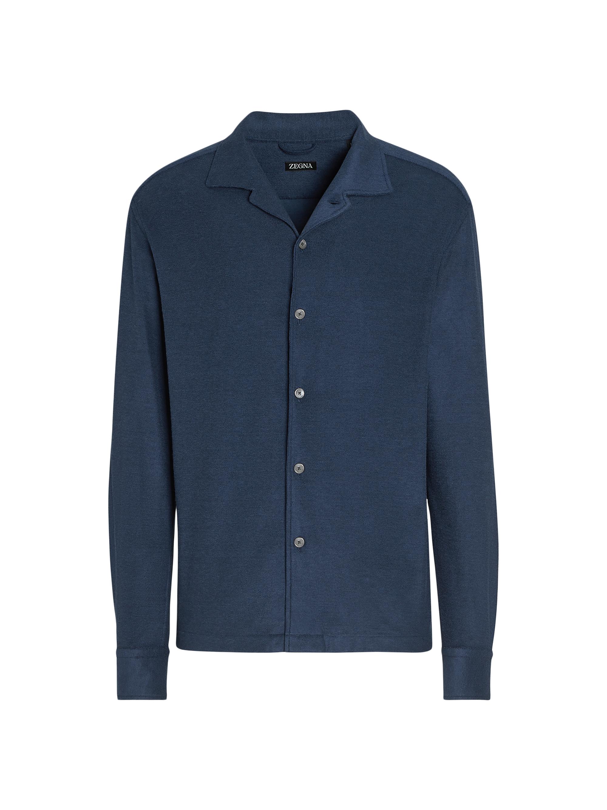 ZEGNA Men's Cotton and Silk Shirt - Utility Blue