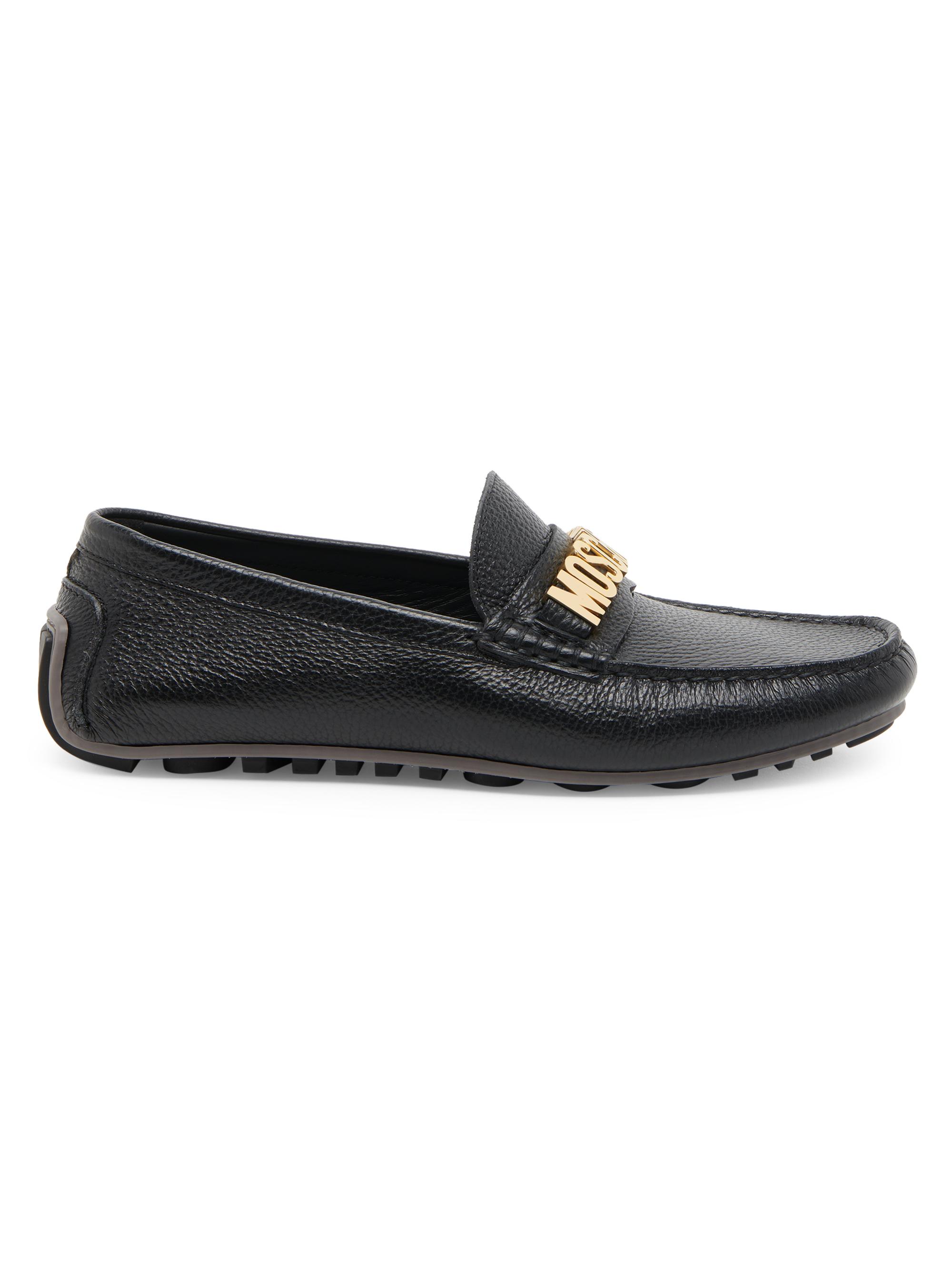 Moschino Men's Leather Driving Loafers - Black