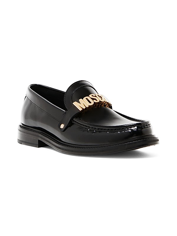 Shop Moschino Logo-Detailed Leather Loafers | Saks Fifth Avenue Shop Moschino Logo-Detailed Leather Loafers | Saks Fifth Avenue