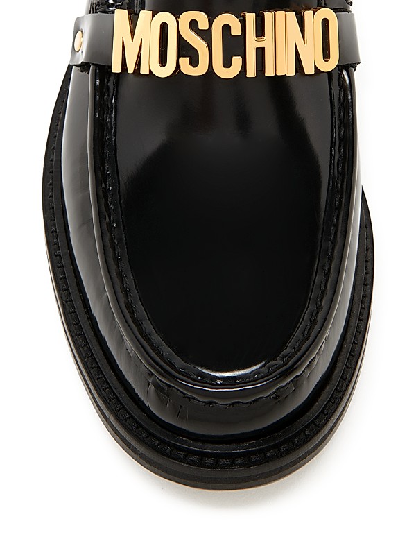 Shop Moschino Logo-Detailed Leather Loafers | Saks Fifth Avenue Shop Moschino Logo-Detailed Leather Loafers | Saks Fifth Avenue