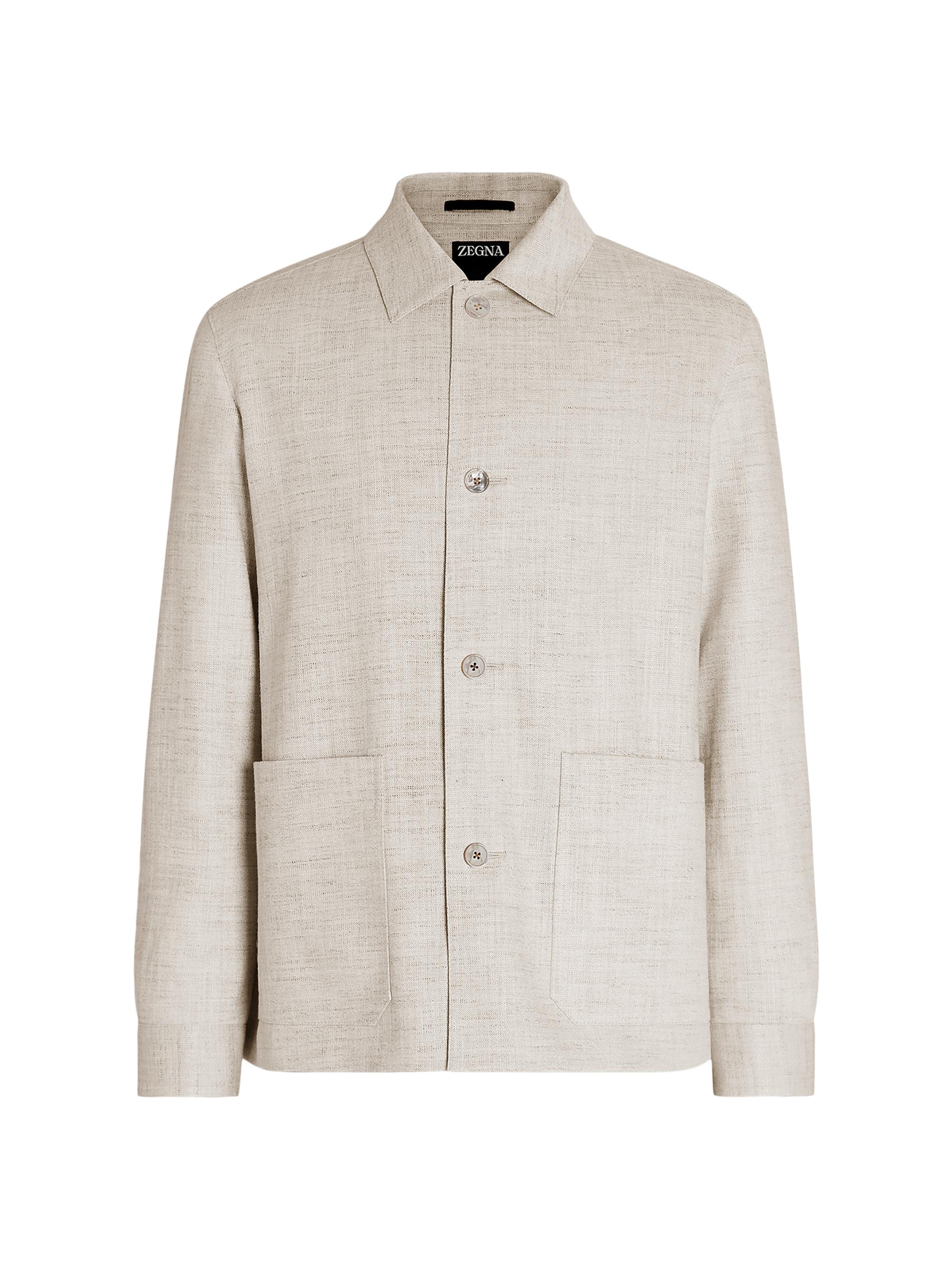 ZEGNA Men's Silk and Linen Blend Jacket - Off White