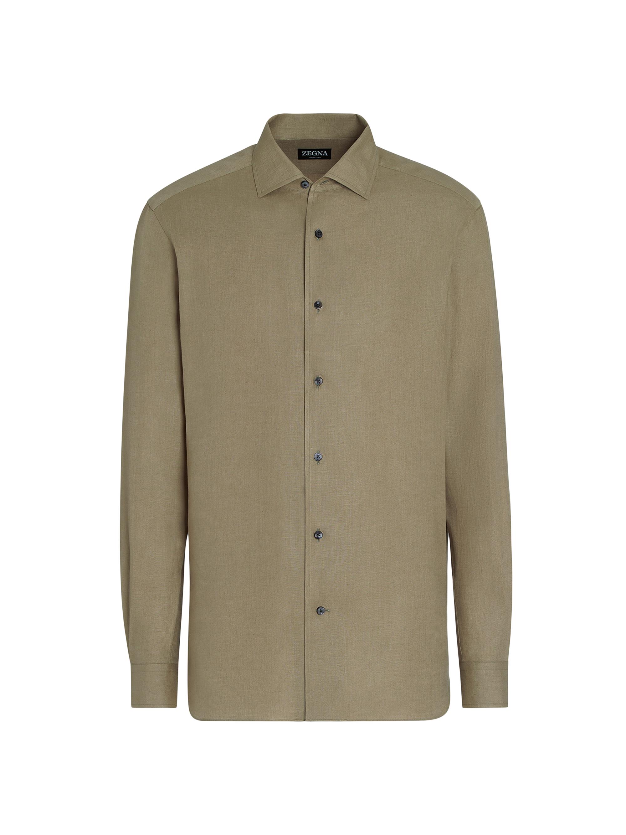 ZEGNA Men's Oasi Lino Shirt - Olive Green