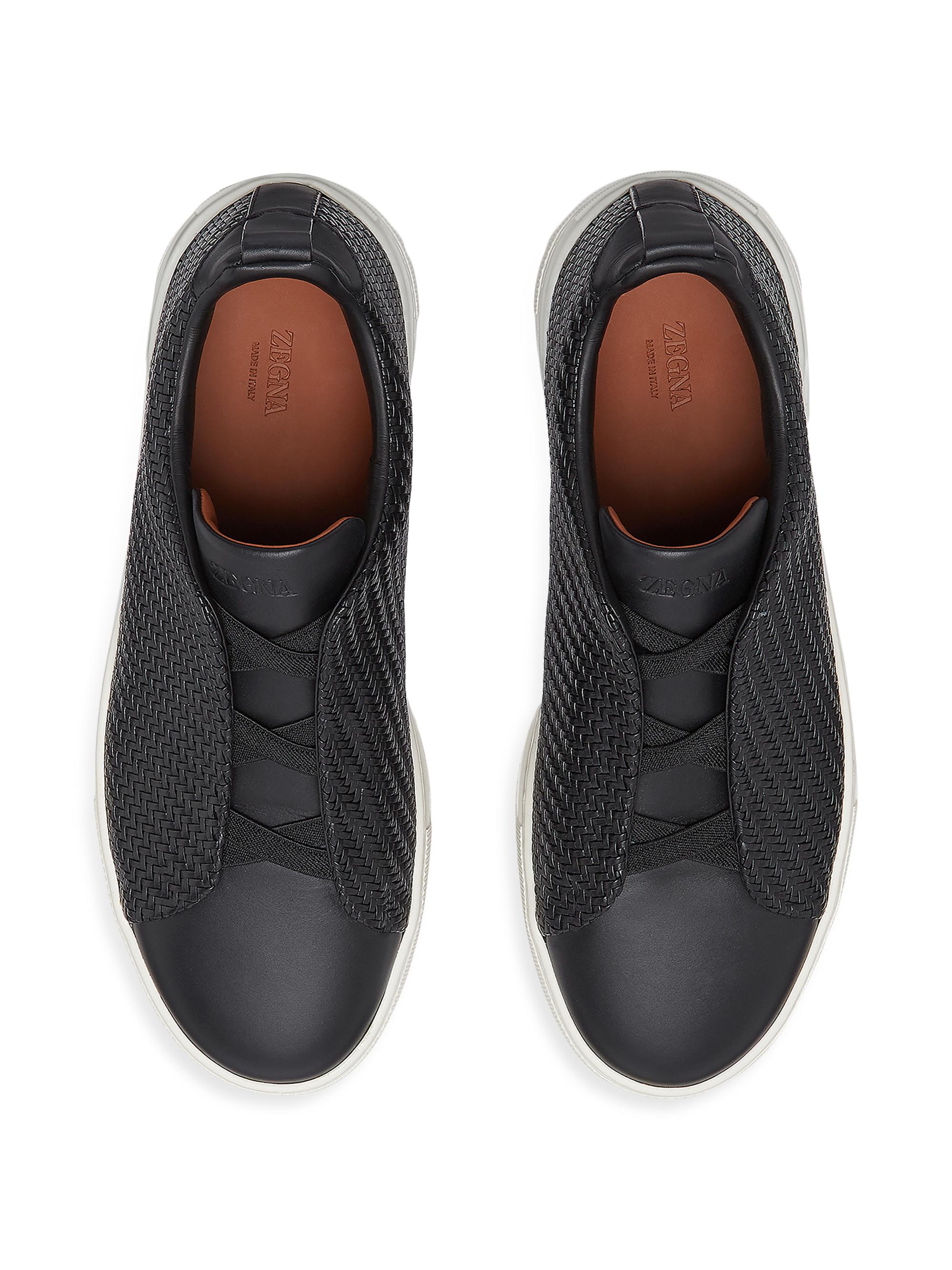 Shop ZEGNA Pelletessuta Leather Triple Stitch Sneakers | Saks 