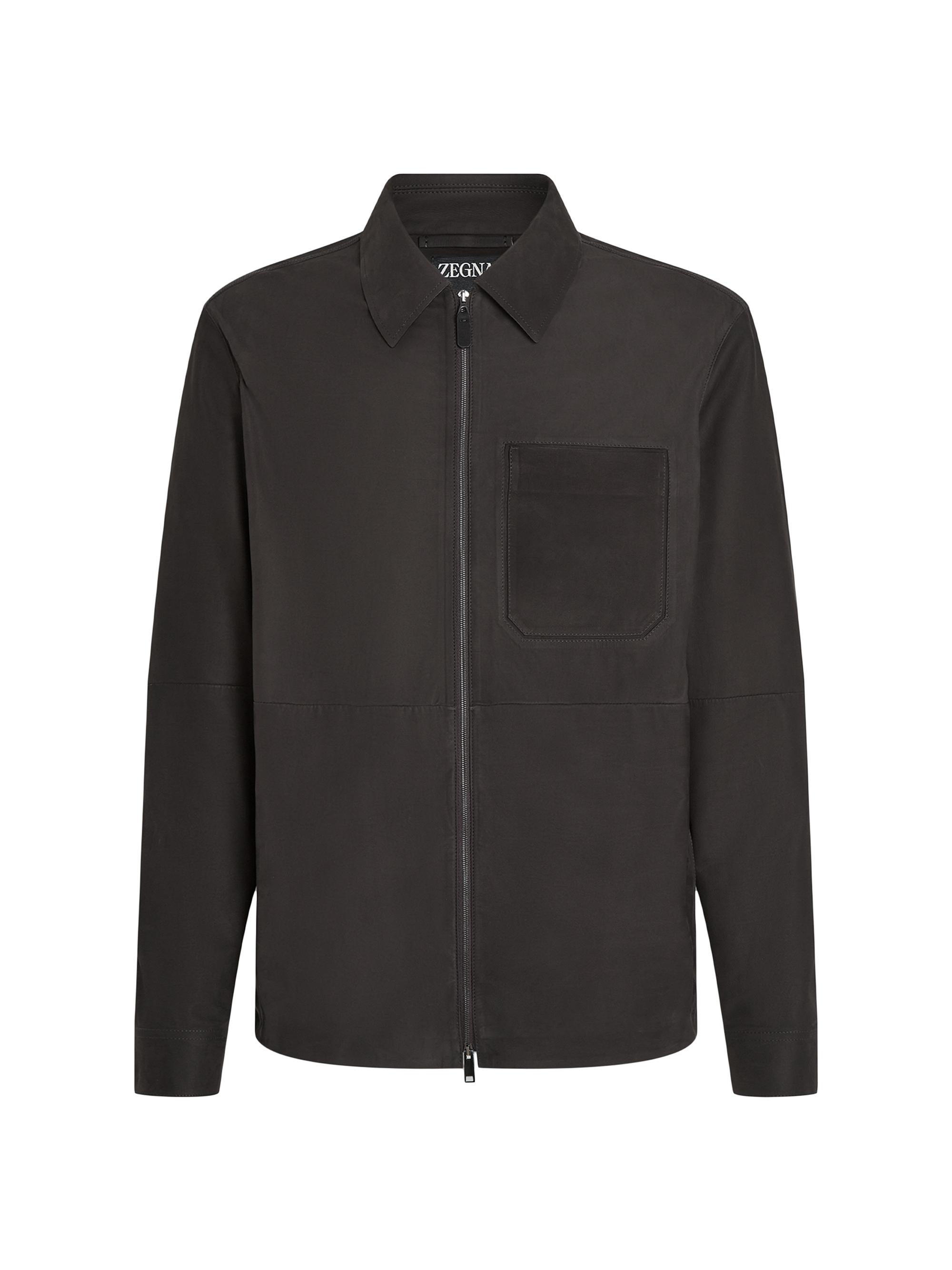 ZEGNA Men's Secondskin Nubuck Overshirt - Dark Brown