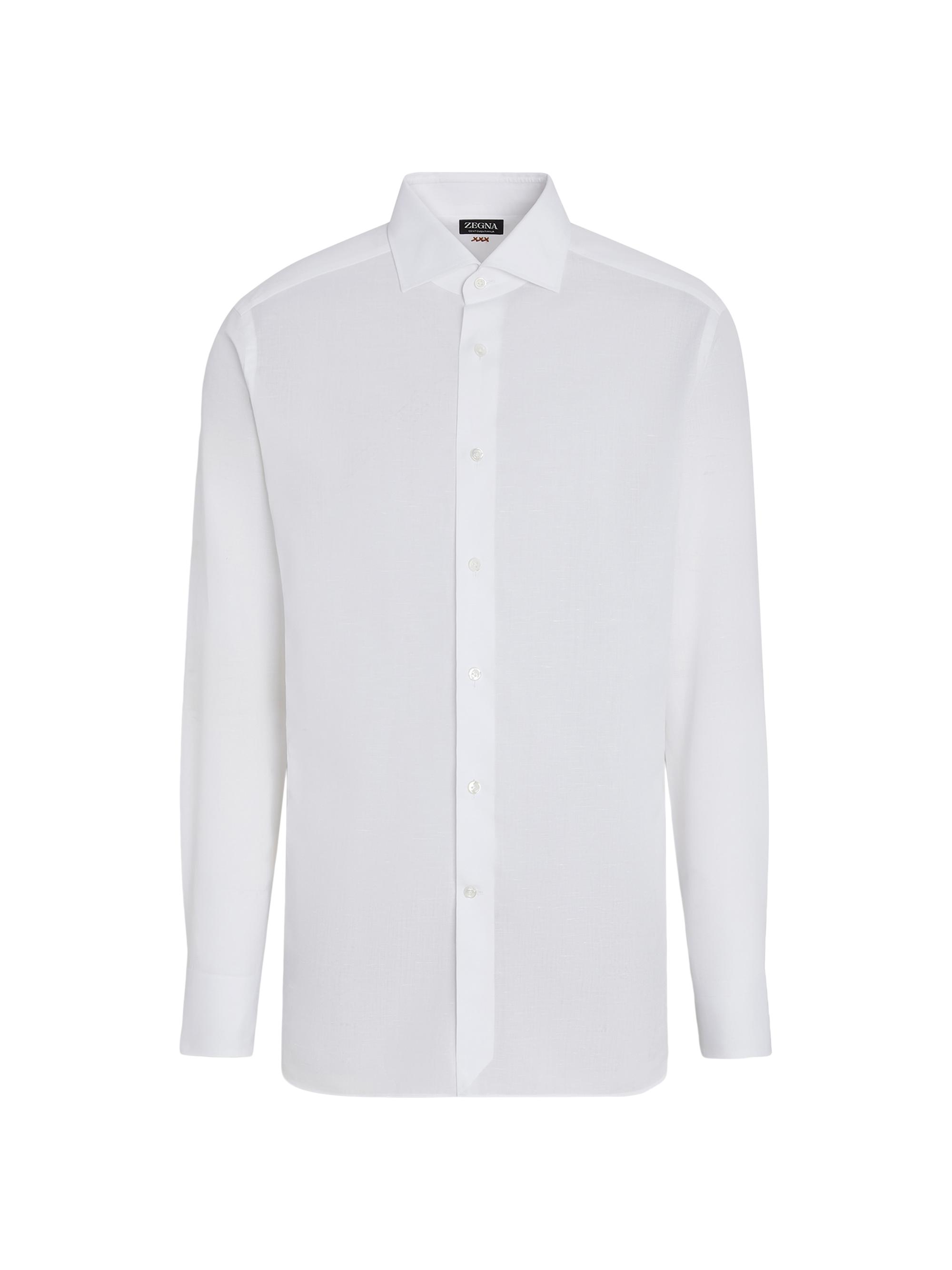 ZEGNA Men's Centoventimila Cotton and Linen Shirt - Optical White
