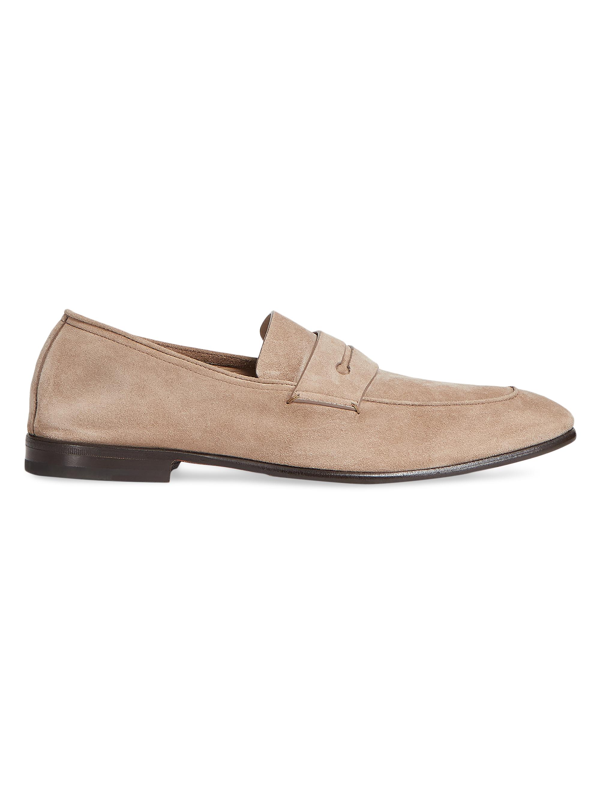 ZEGNA Men's Suede L'Asola Loafers - Light Beige