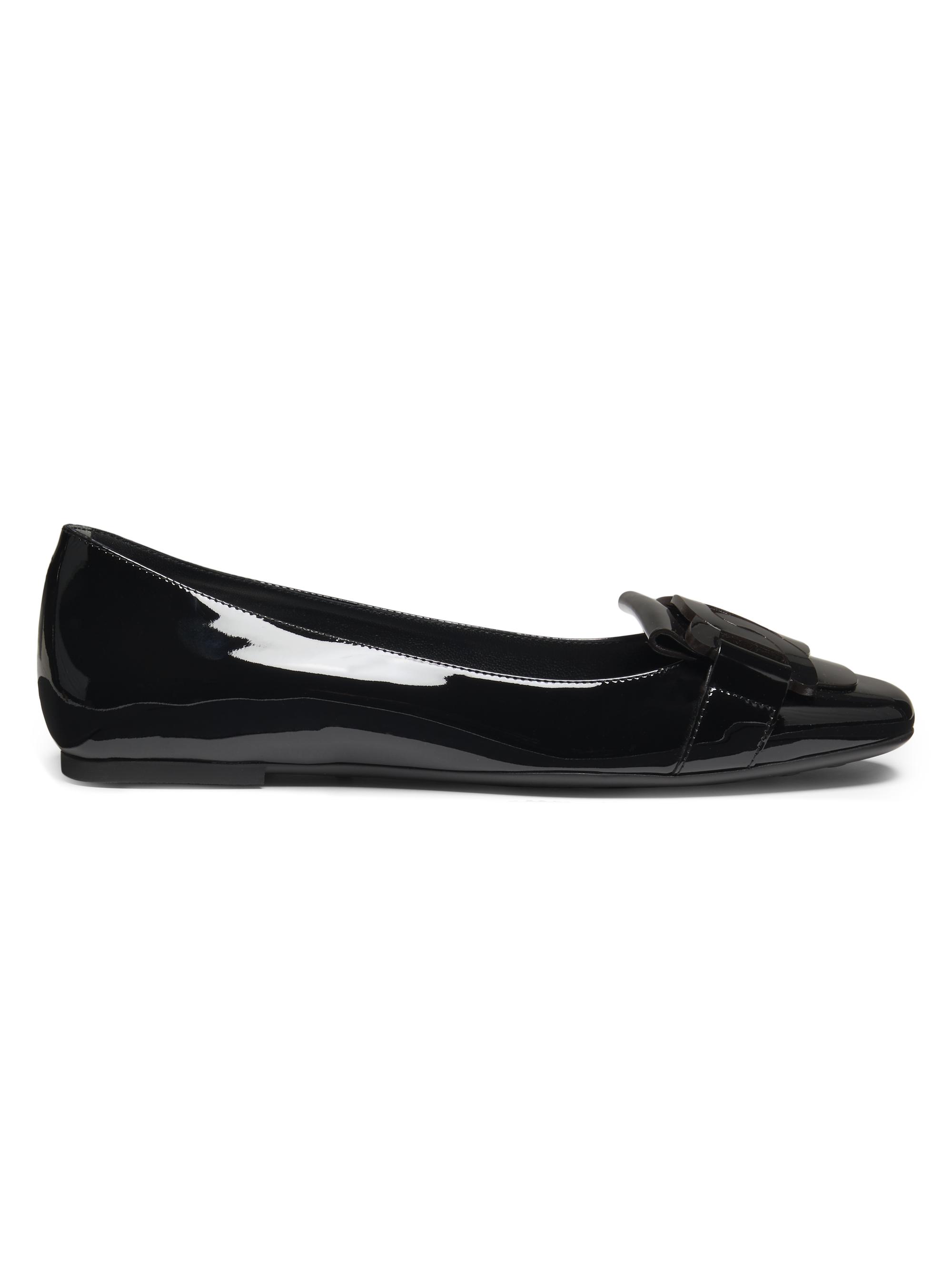 Tod's Women's Chain-Patterned Leather Ballerina Flats - Nero