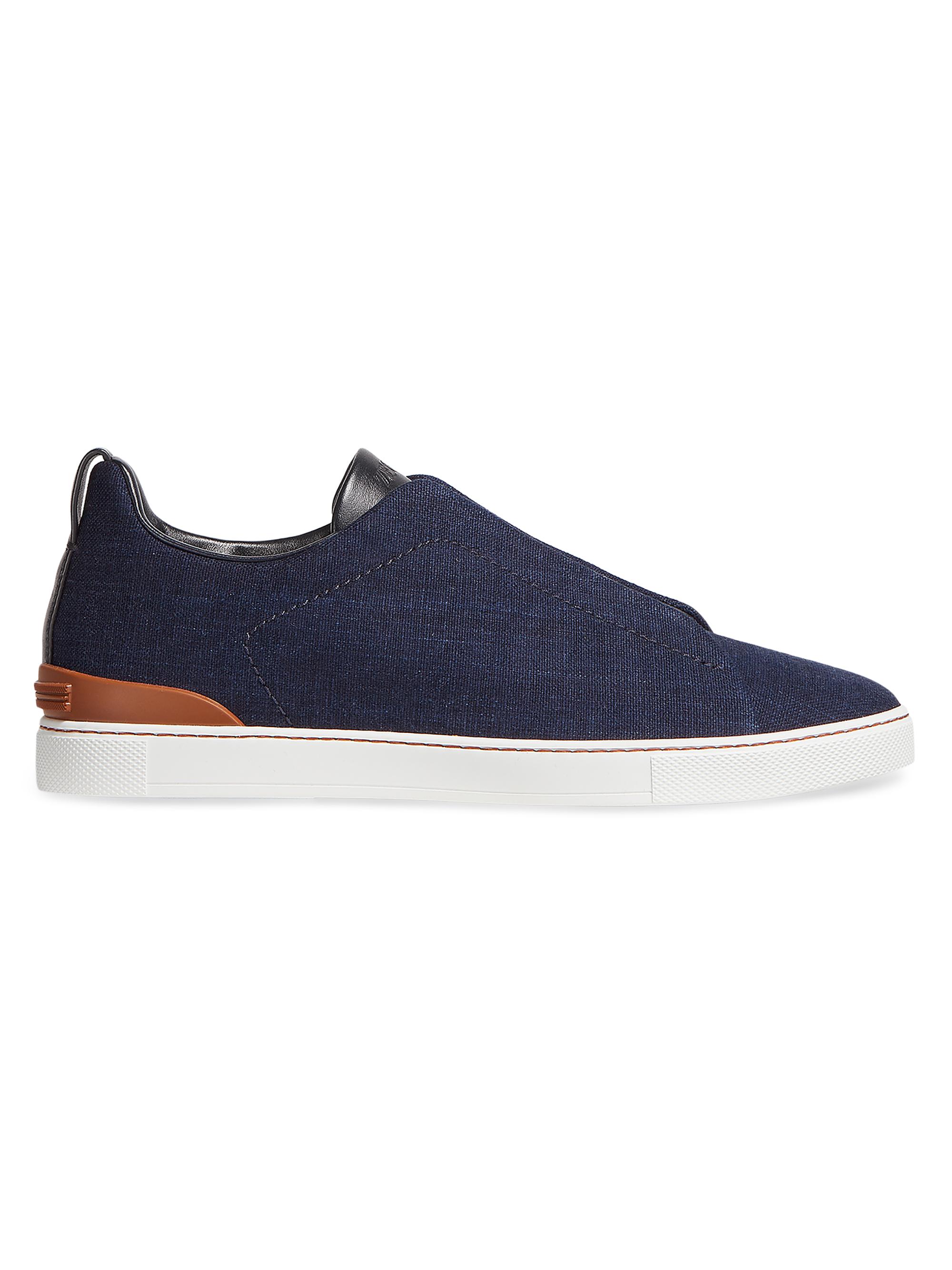 ZEGNA Cotton Denim Triple Stitch Sneakers | Saks Fifth Avenue