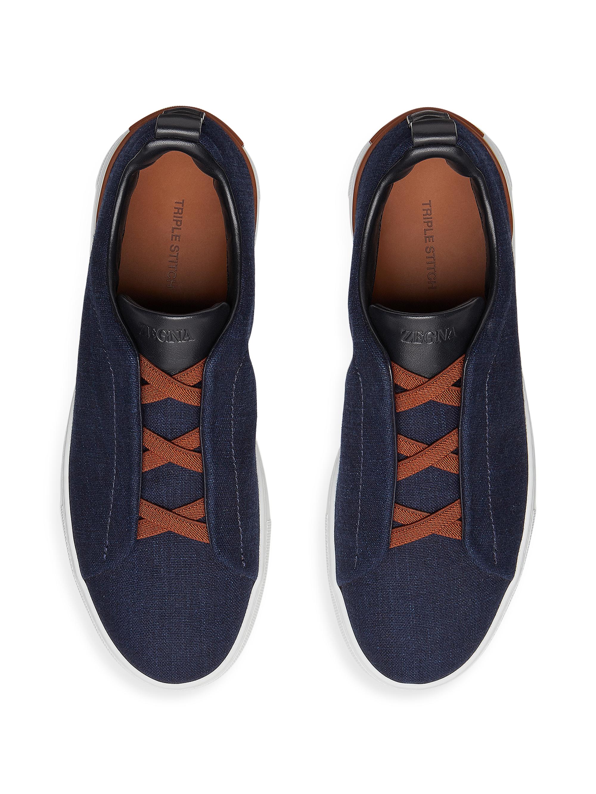 ZEGNA Cotton Denim Triple Stitch Sneakers | Saks Fifth Avenue
