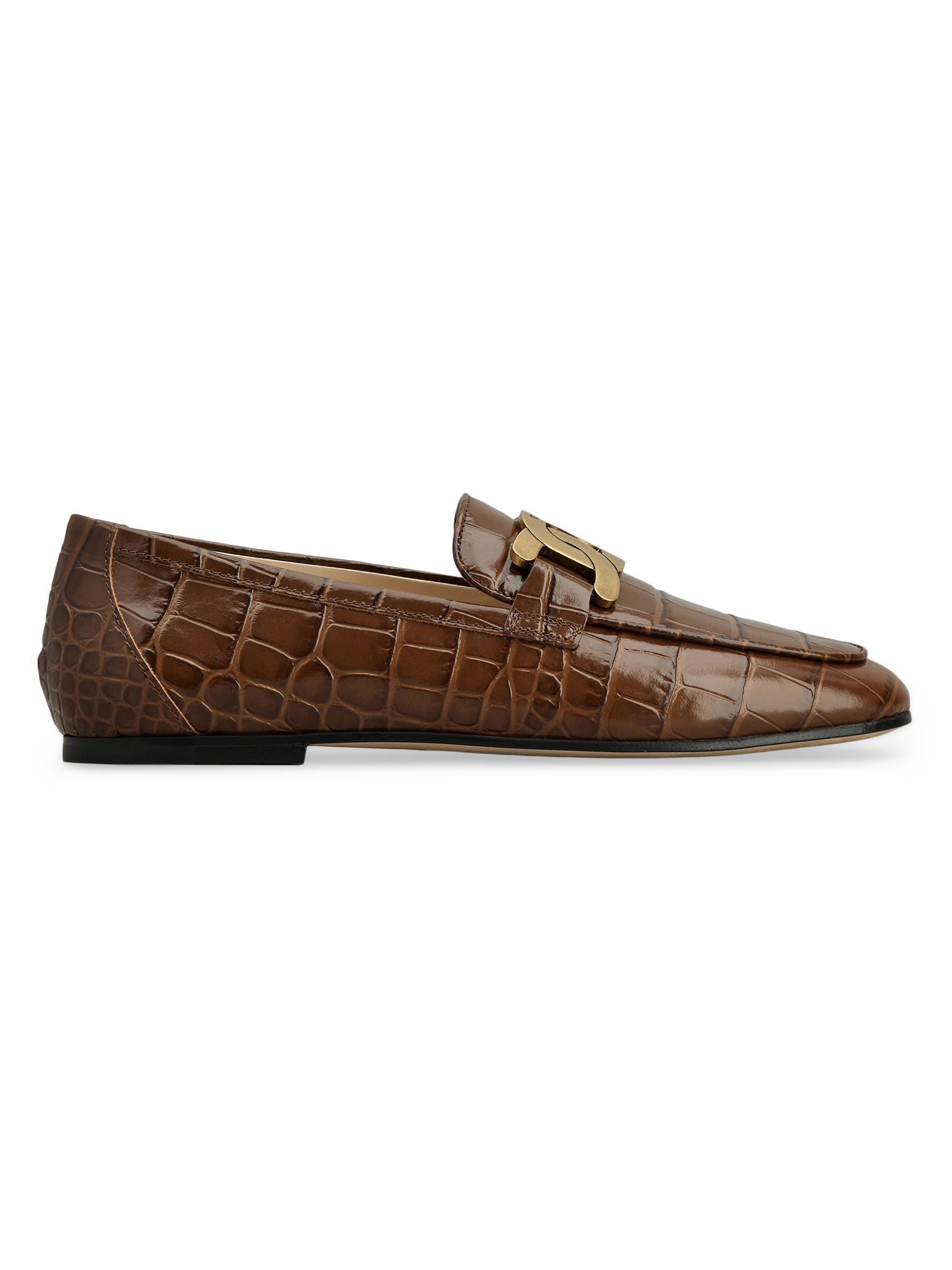 Tod's Women's Cuoio Leg.79A Chain-Embellished Loafers - Cacao