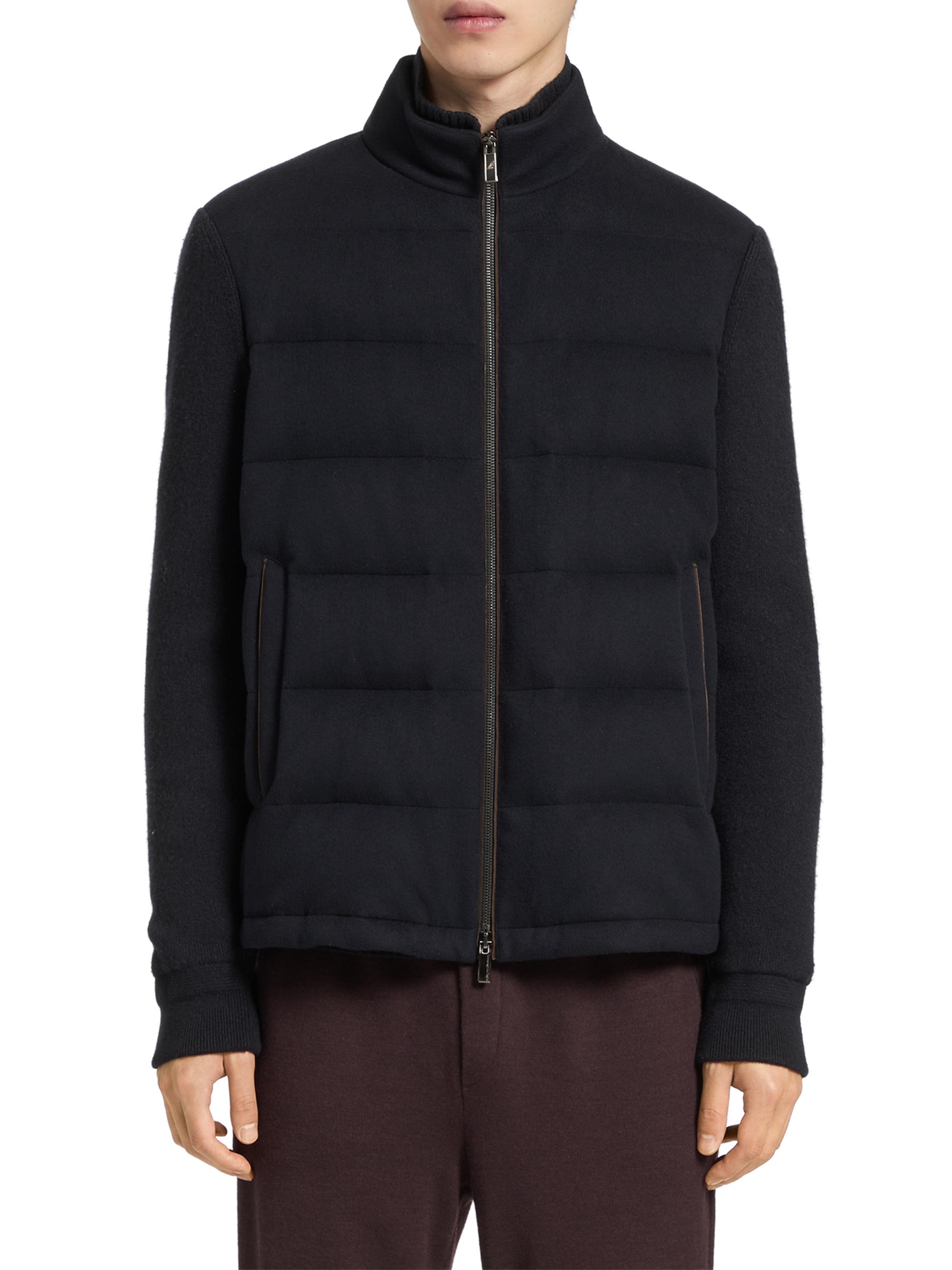Shop ZEGNA 12Milmil12 Down Filled Hybrid Wool Blouson Jacket 