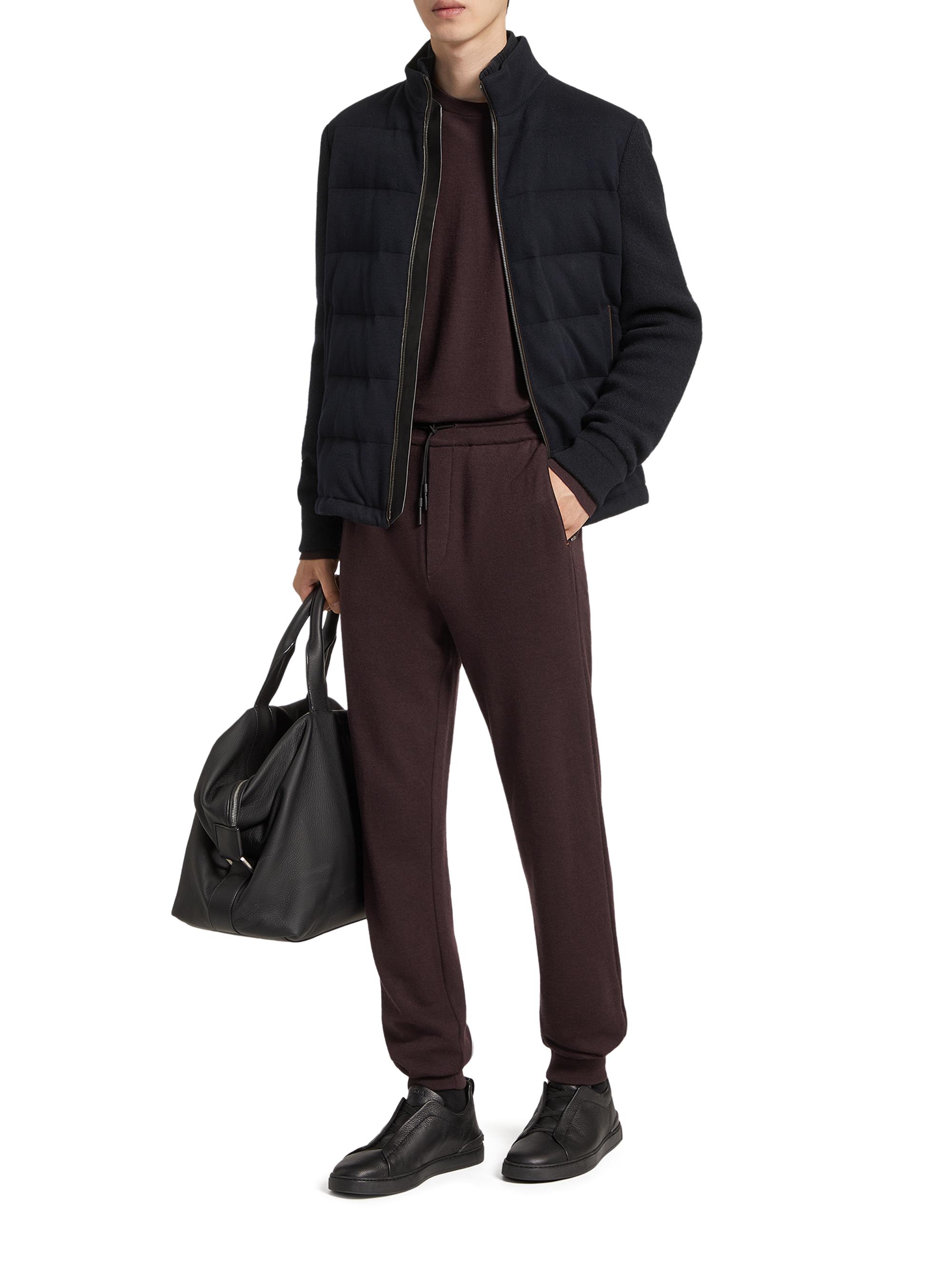 Shop ZEGNA 12Milmil12 Down Filled Hybrid Wool Blouson Jacket 