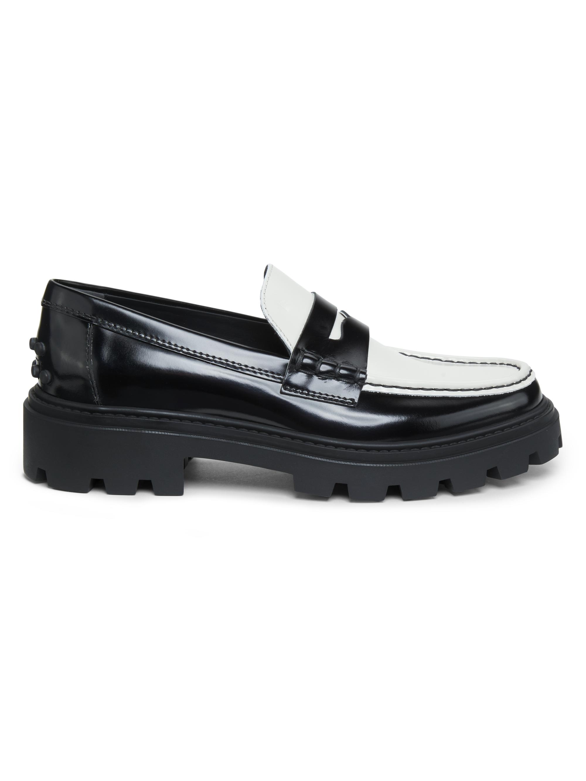 Tod's Women's Gomma Pesante Penny Loafers - Black White