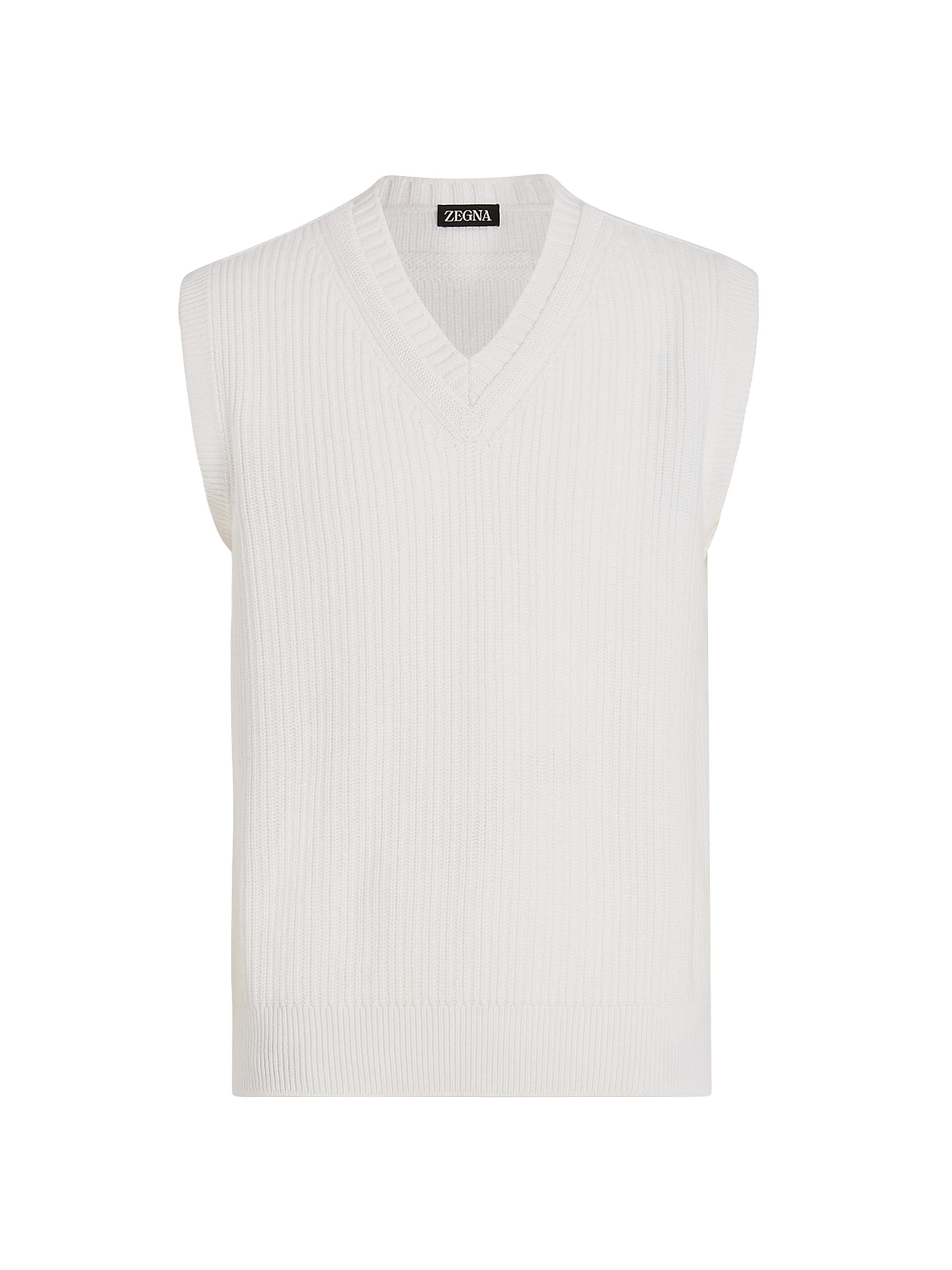 ZEGNA Men's Cashmere and Cotton Vest - White