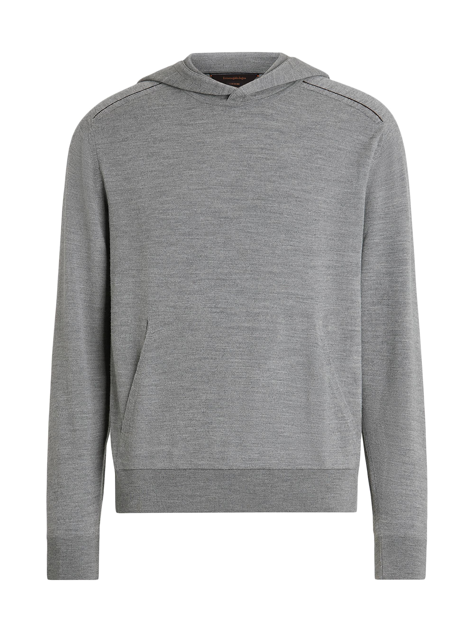 ZEGNA Men's 12Milmil12 Wool Hoodie - Grey Melange