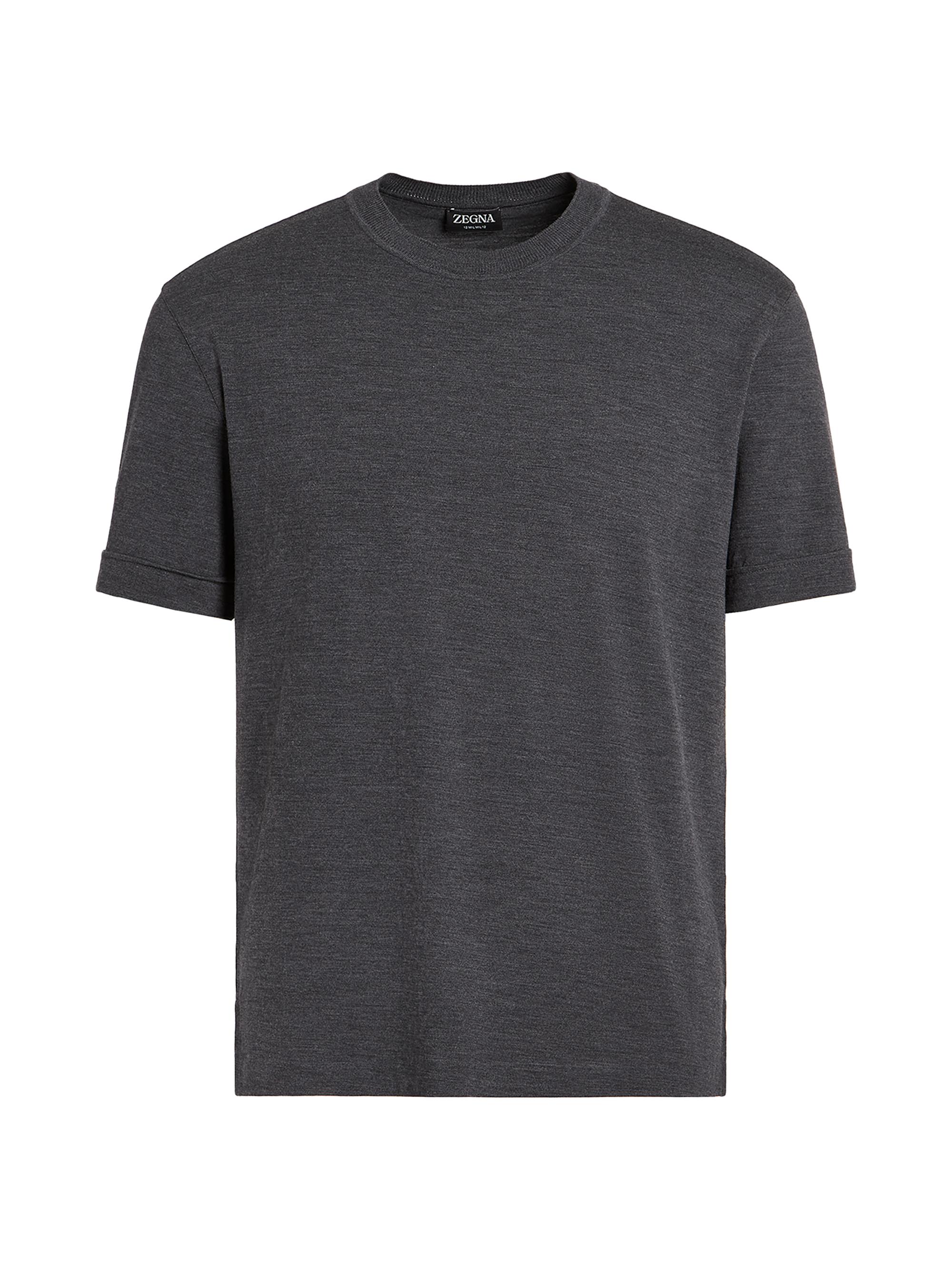 ZEGNA Men's Wool T-Shirt - Grey Melange