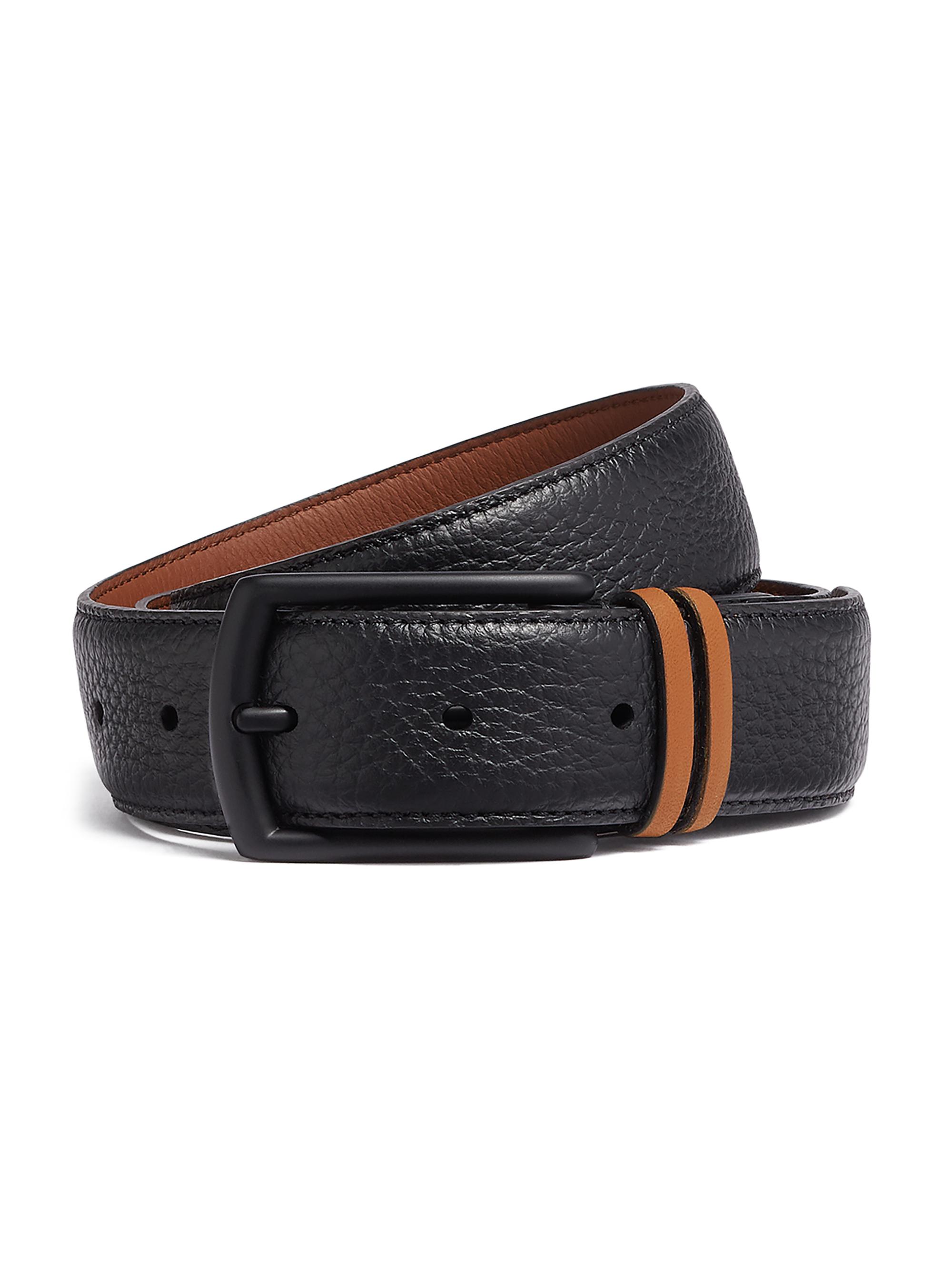 ZEGNA Men's Leather Belt - Black