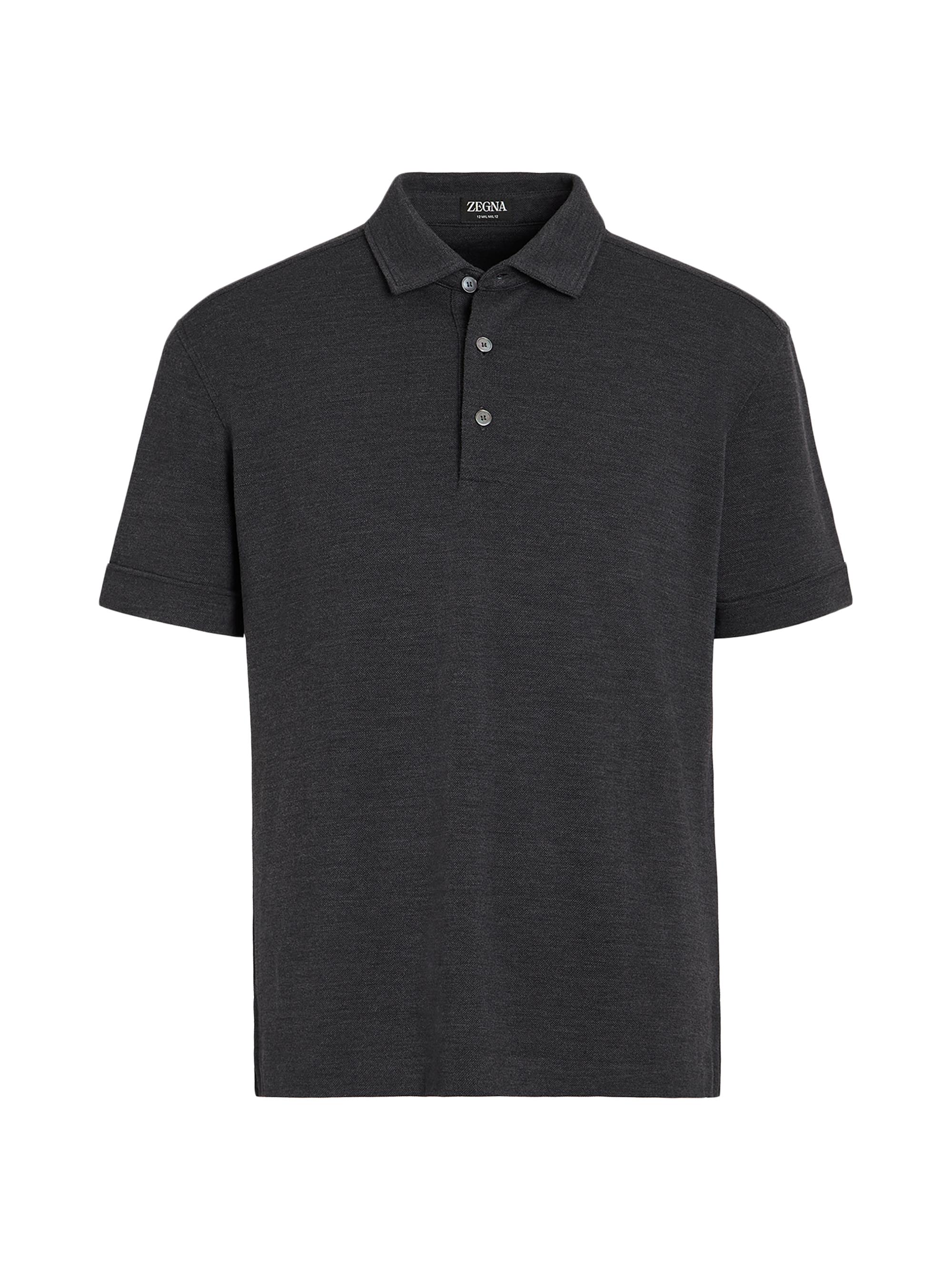 ZEGNA Men's Wool Polo Shirt - Grey Melange