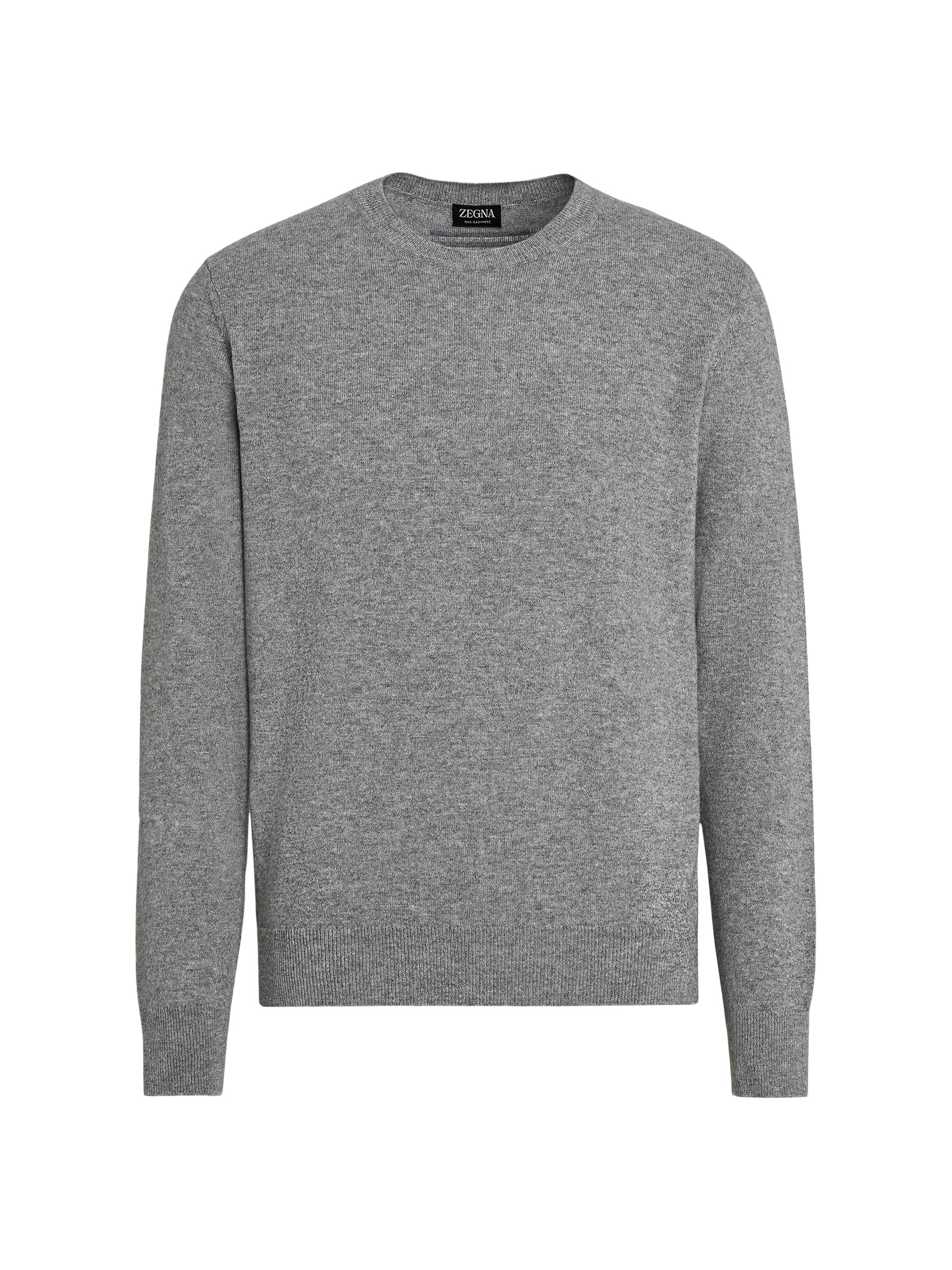 ZEGNA Men's Oasi Cashmere Crewneck T-Shirt - Grey Melange