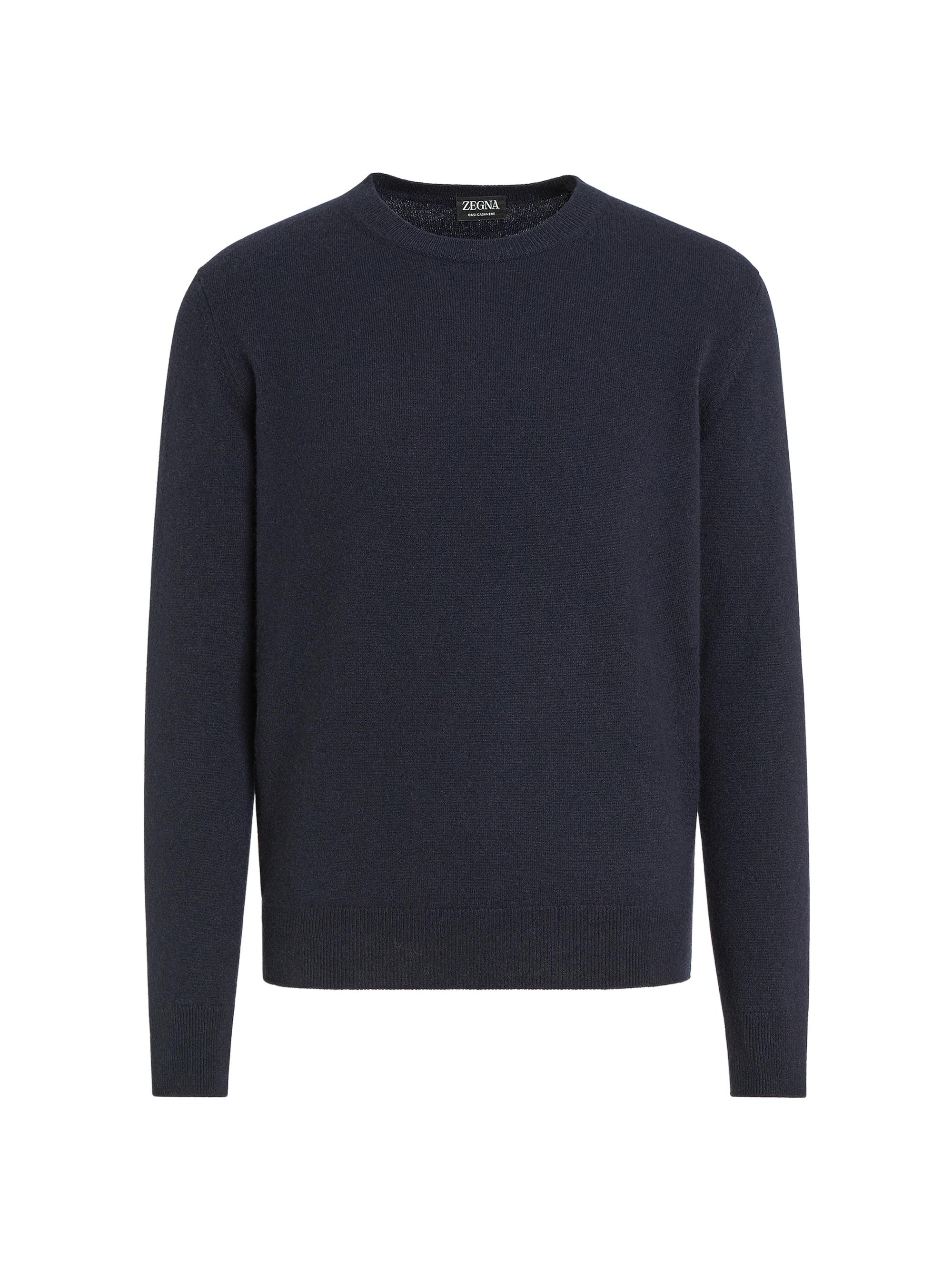 ZEGNA Men's Oasi Cashmere Crewneck T-Shirt - Navy Blue Melange