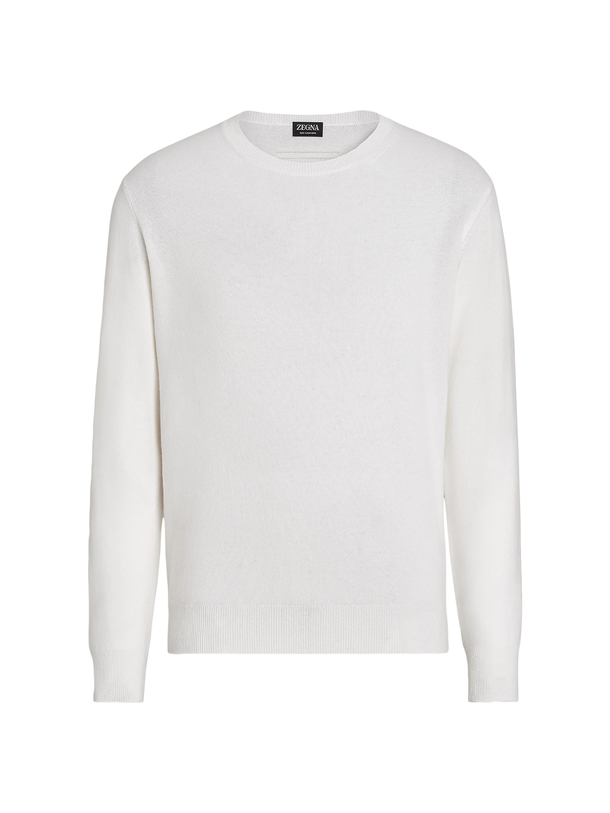 ZEGNA Men's Oasi Cashmere Crewneck T-Shirt - White Melange
